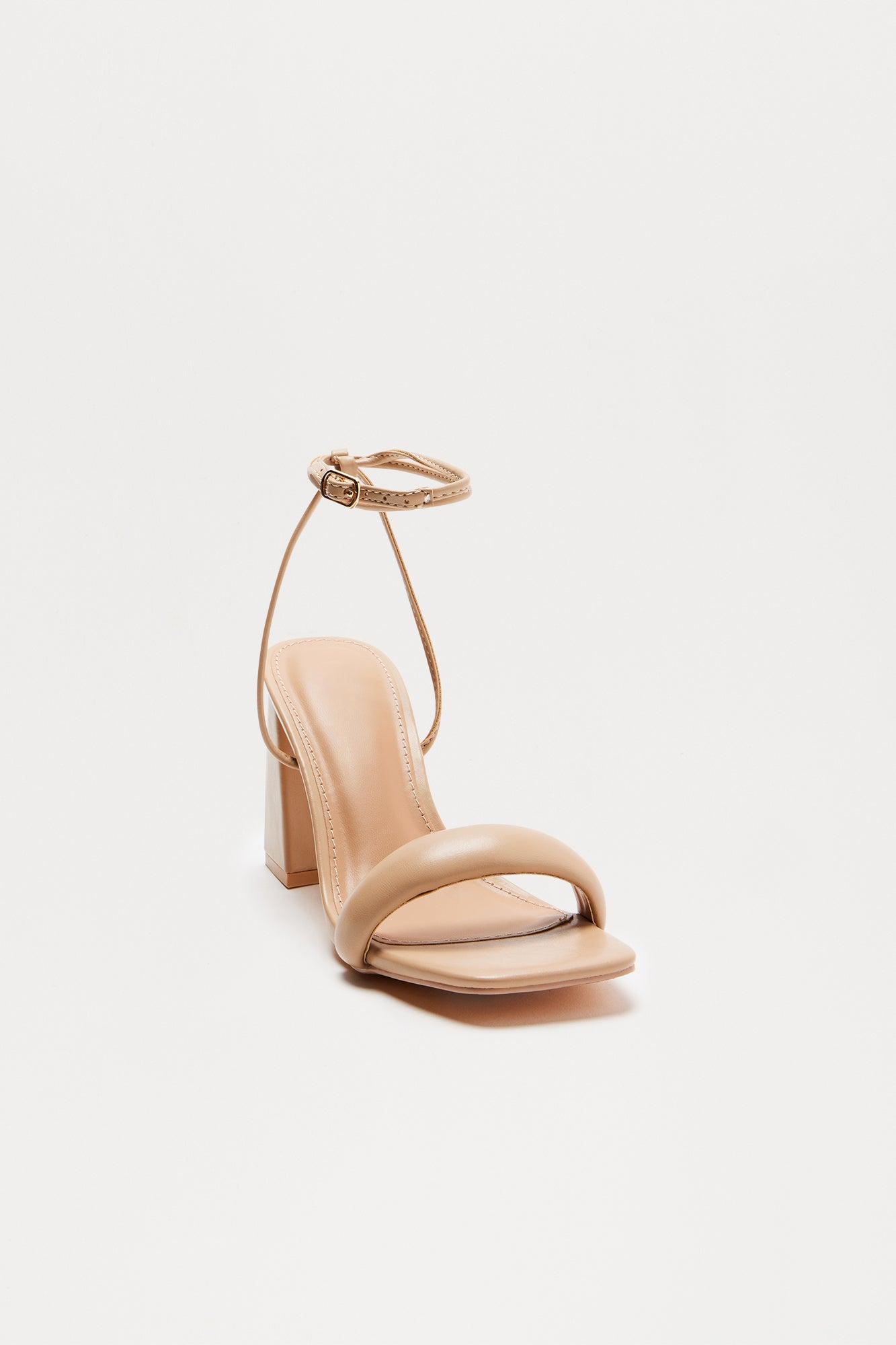 Paltrow Faux Leather Ankle Strap Heels - Camel Product Image