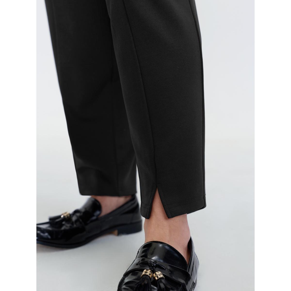 Plus Size Elastic Back Waistband Pants Women Black Office Jogger Mid Rise Office Pants BloomChic 14-16/1X Product Image