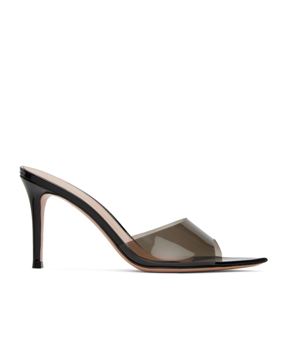 GIANVITO ROSSI Elle 85 Pvc And Patent-leather Mules In Black Product Image