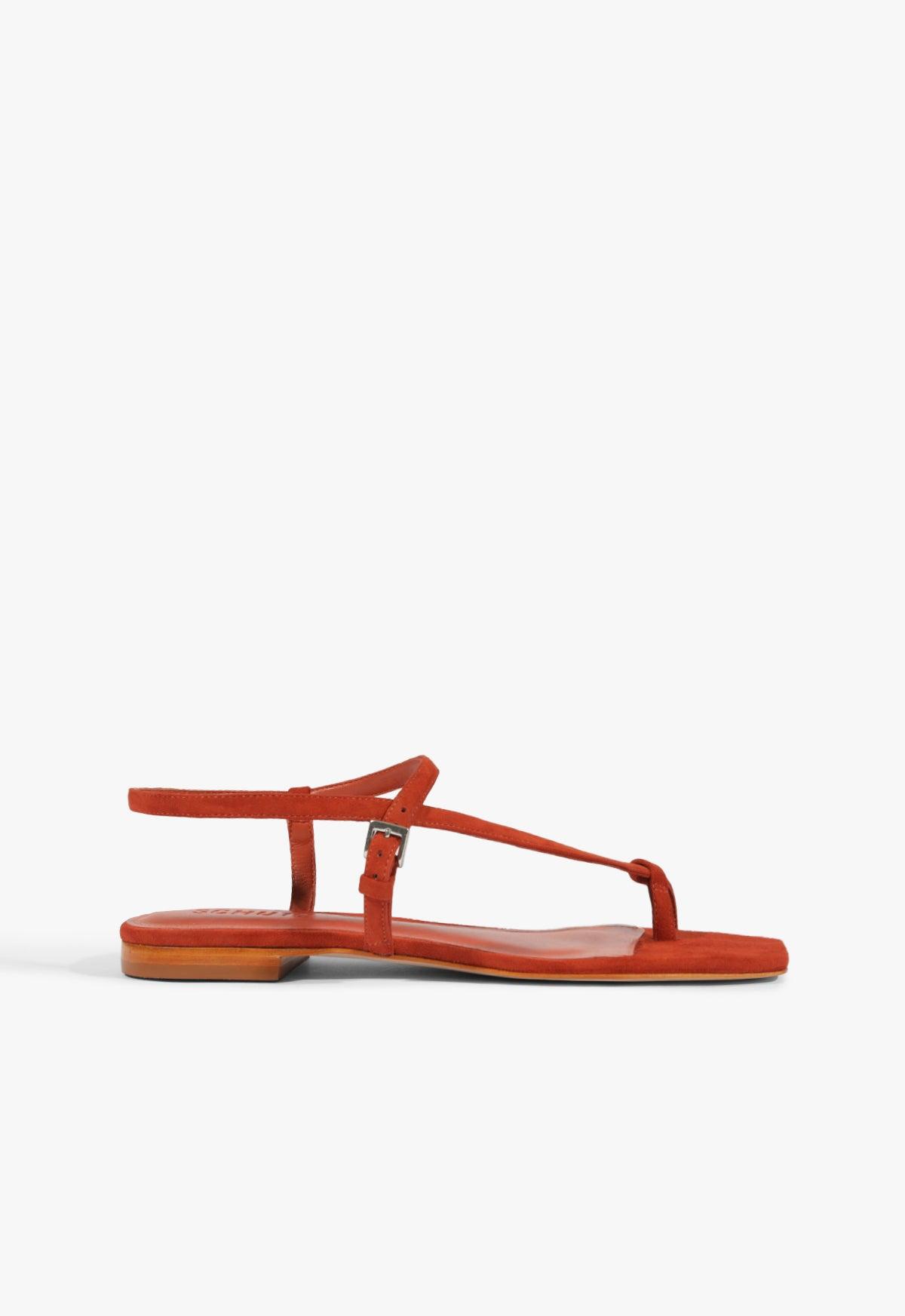 Lisa Red Suede Flat Sandal Product Image