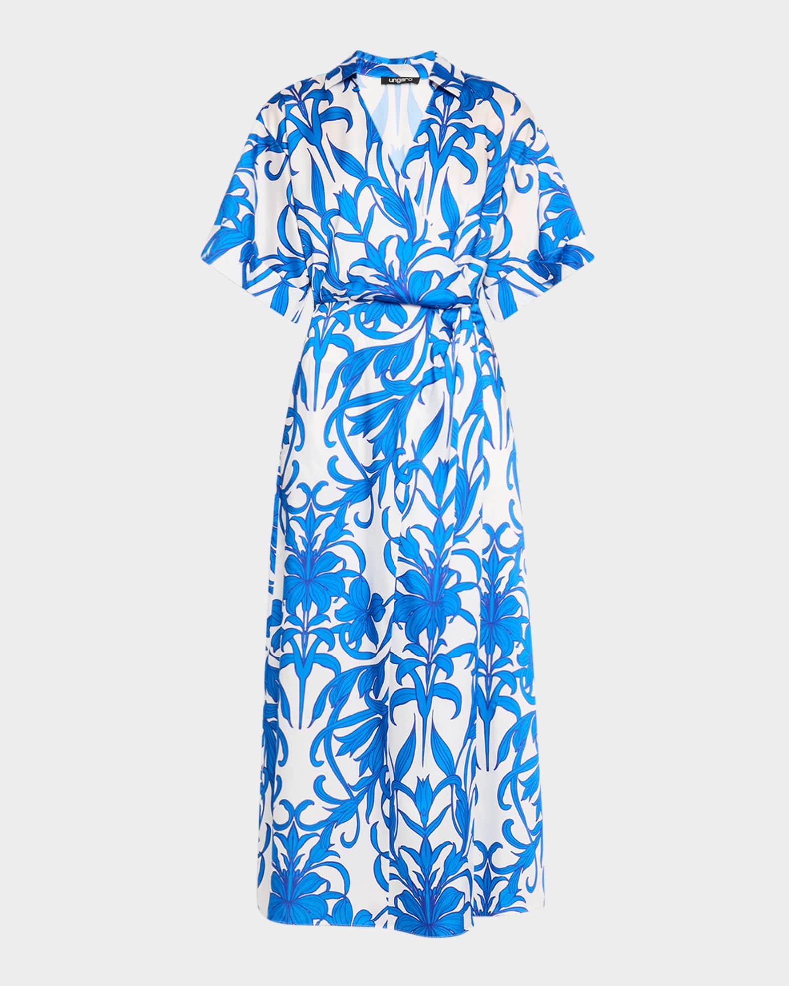 Floral-Print Surplice Midi Dress Product Image
