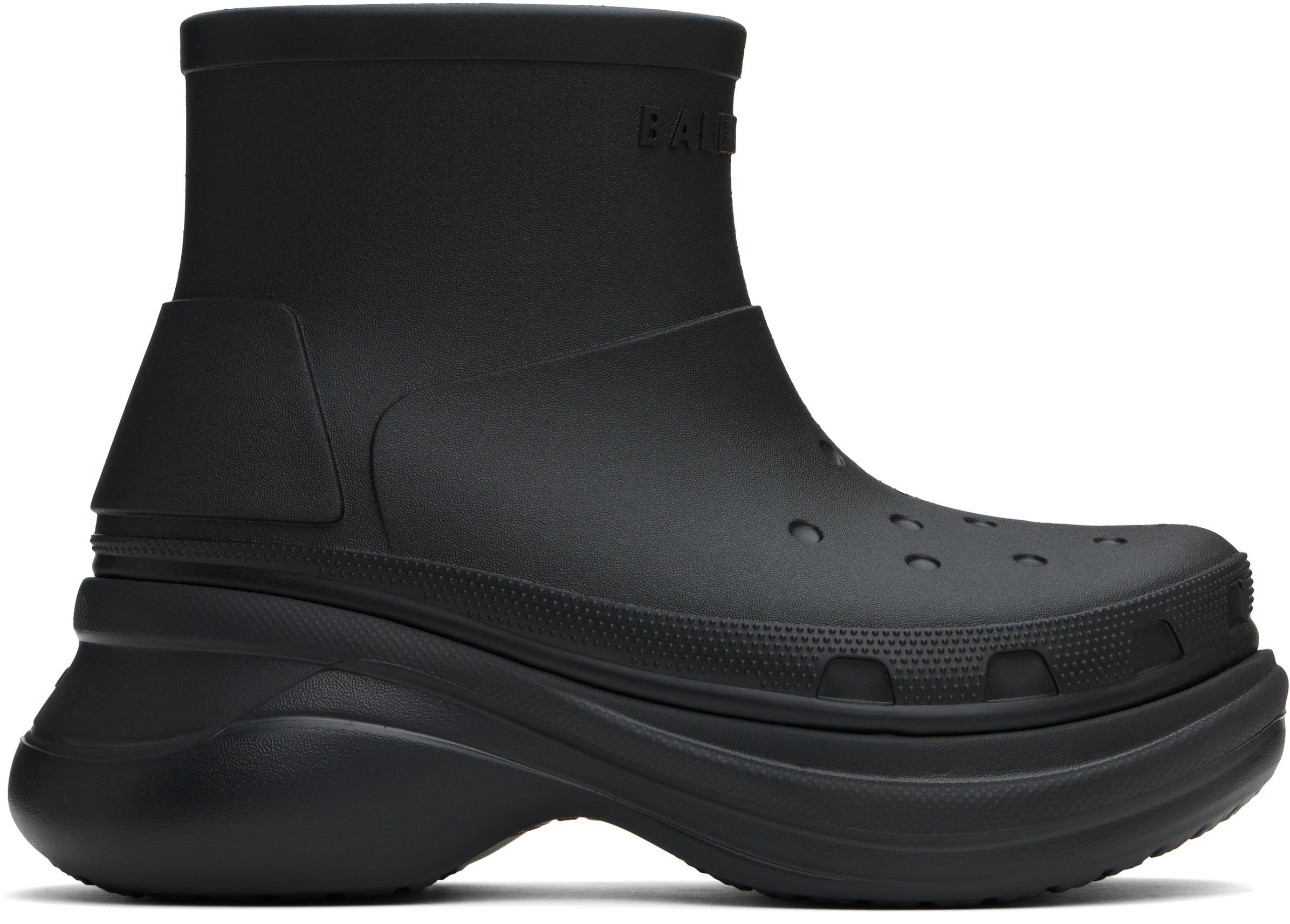 BALENCIAGA Black Crocs Edition Rubber Boots In 1000 Product Image