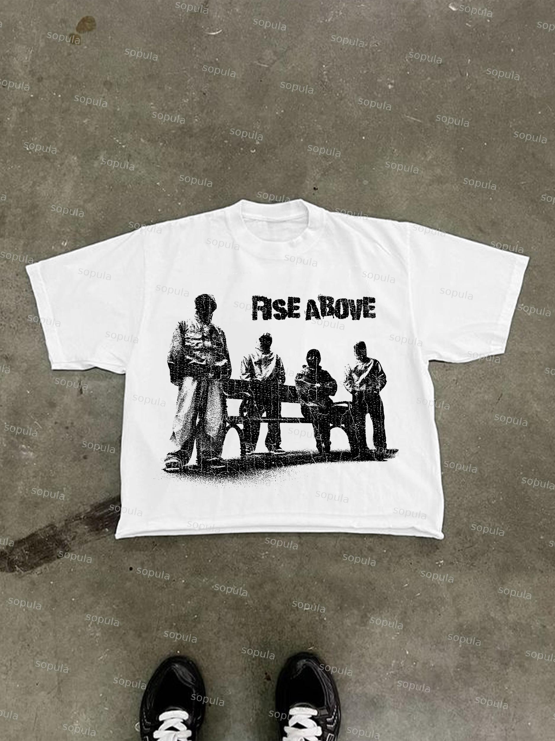 Rise Above Street Portrait Graphic Cropped T-shirt Product Image