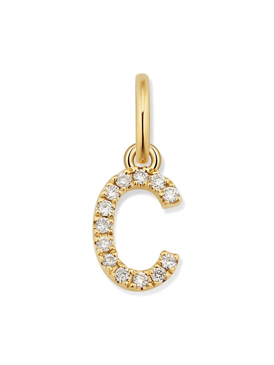 Womens 14K Yellow Gold My Letter Diamond Initial Pendant Charm Product Image