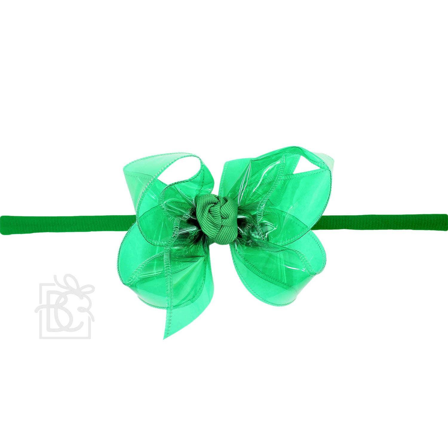 1/4" PANTYHOSE HEADBAND W/WATERPROOF BOW: 5.5" Huge - 2.5" Ribbon / AQUA Product Image