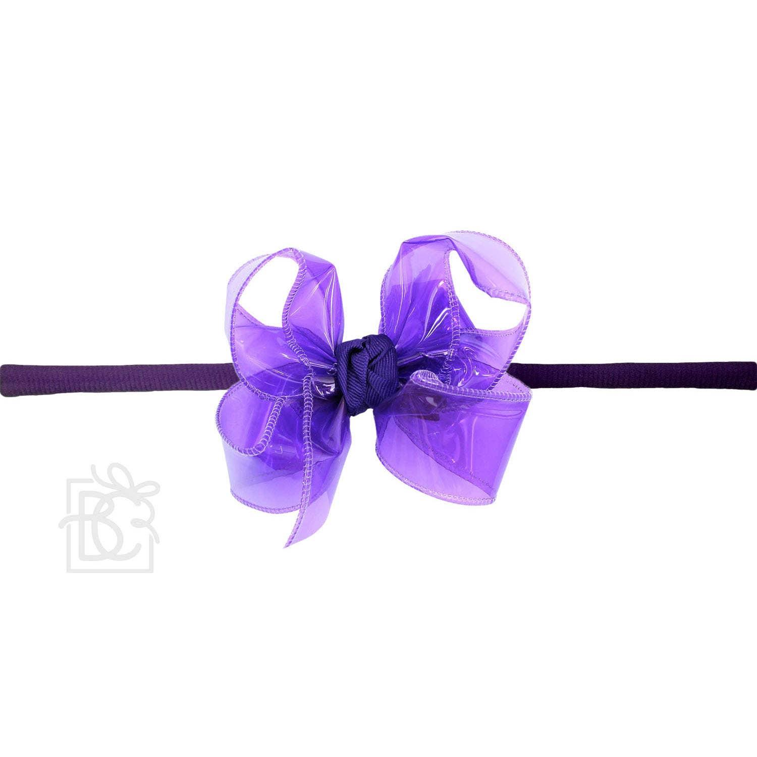 1/4" PANTYHOSE HEADBAND W/WATERPROOF BOW: 5.5" Huge - 2.5" Ribbon / AQUA Product Image