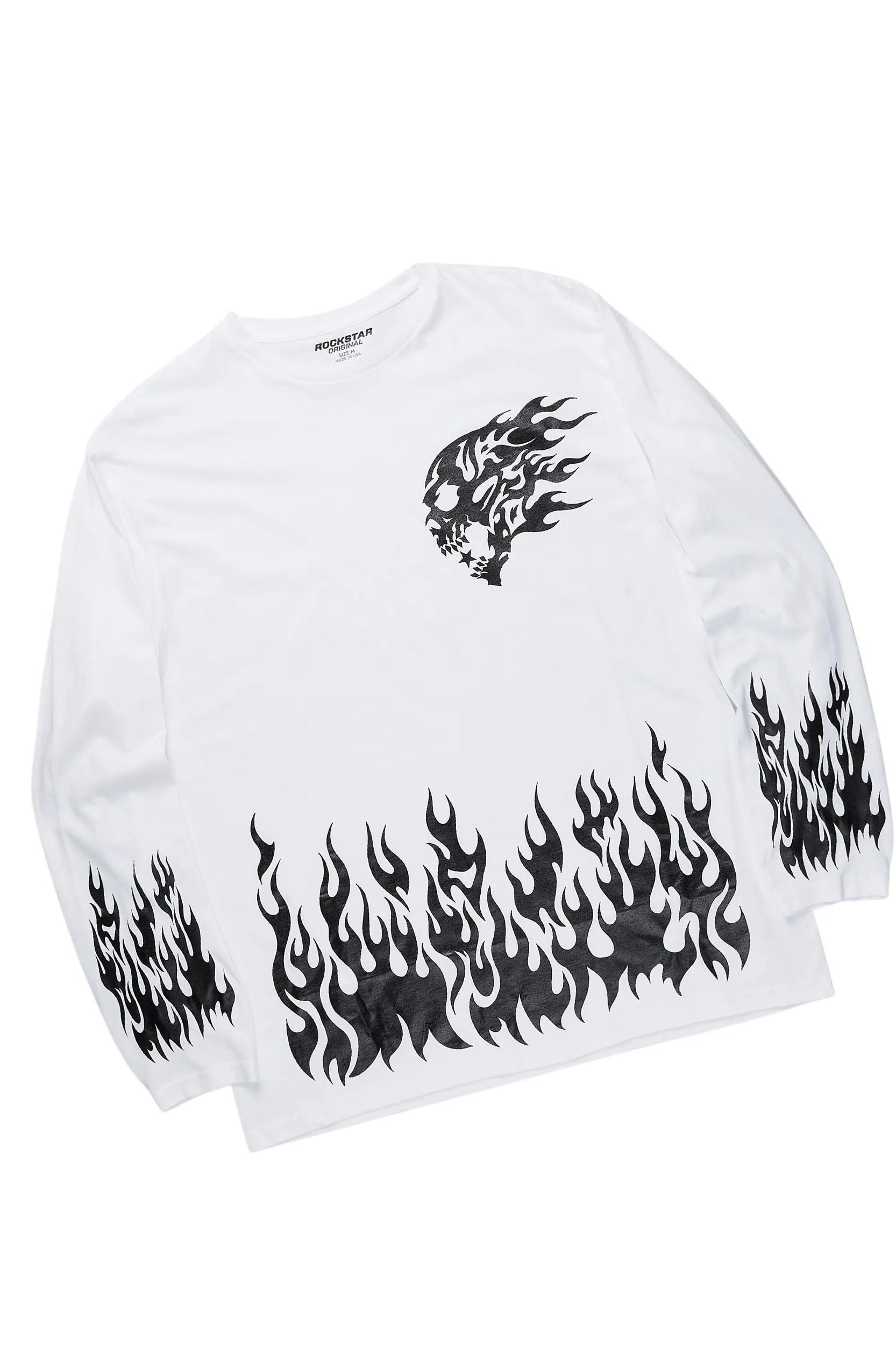 Bubble White/Grey Long Sleeve T-Shirt/Baggy Pant Set Male Product Image