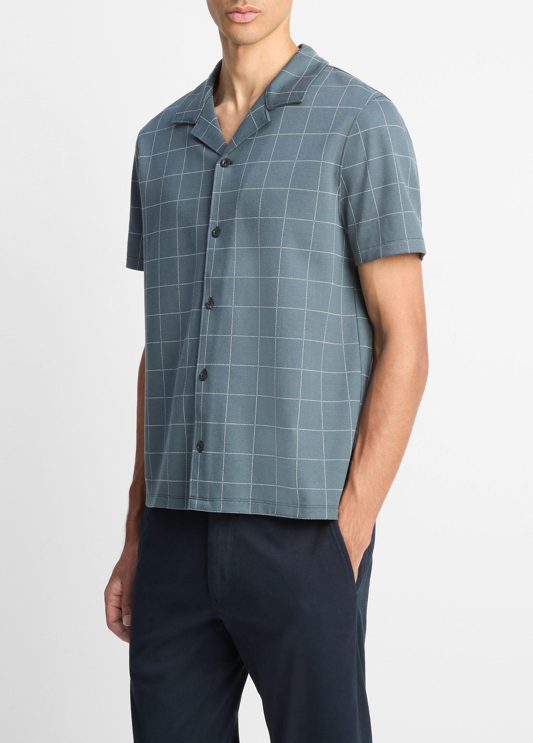 Windowpane Jacquard Cotton-Blend Cabana Shirt Product Image