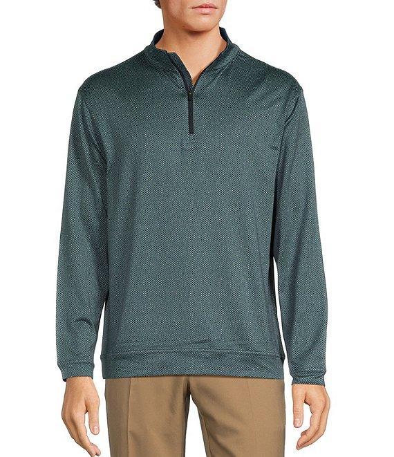 Roundtree & Yorke Performance Long Sleeve Quarter-Zip Jacquard Pullover Product Image