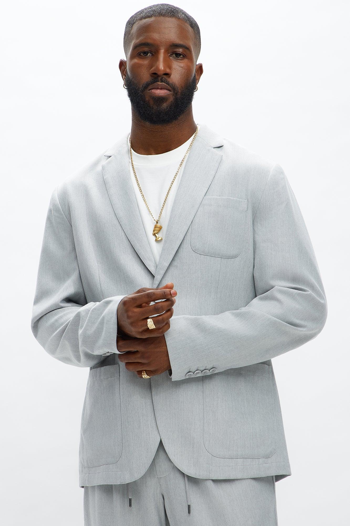 Slim Modern Lightweight Everyday Jacket - Light Grey Male Product Image