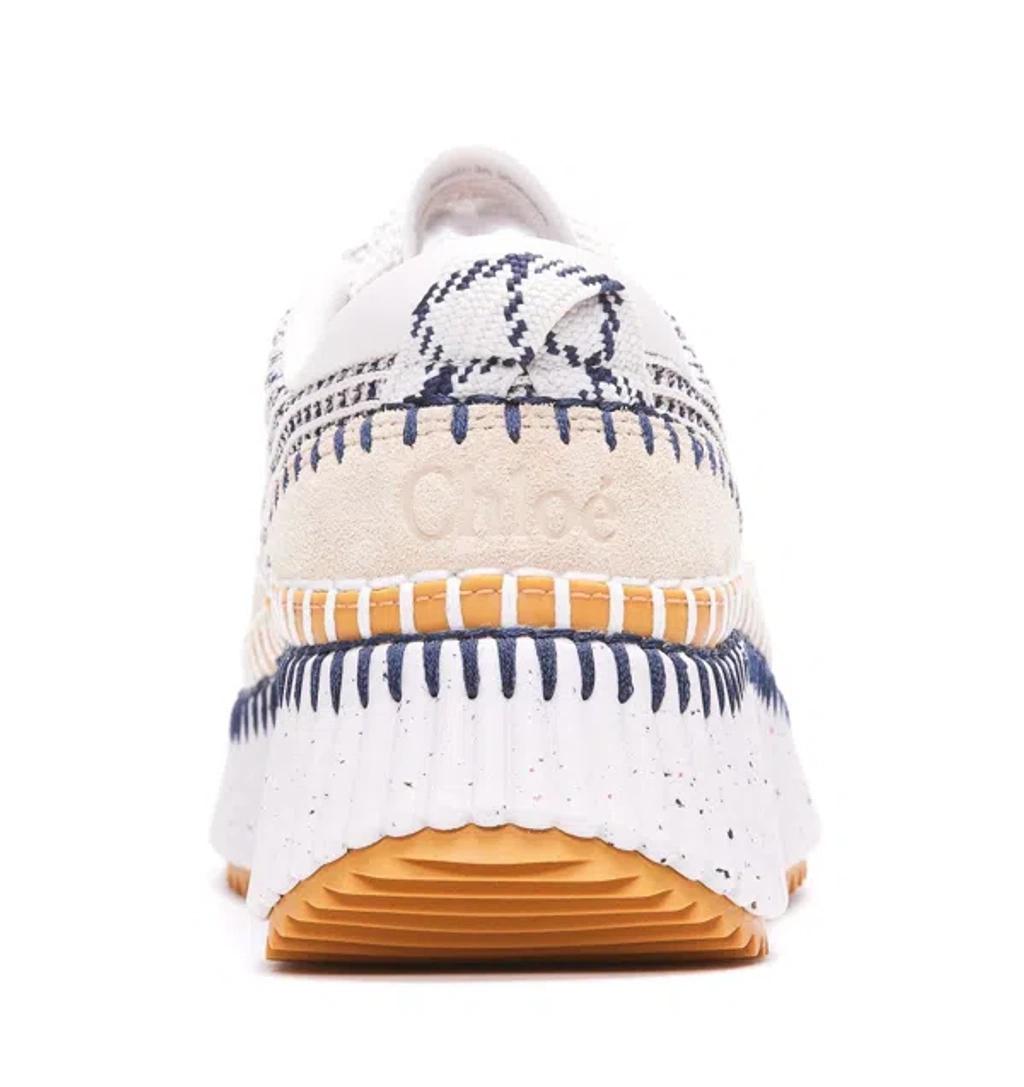 CHLOÉ Nama Embroidered Suede And Recycled-mesh Sneakers In Biscotti Beige Product Image