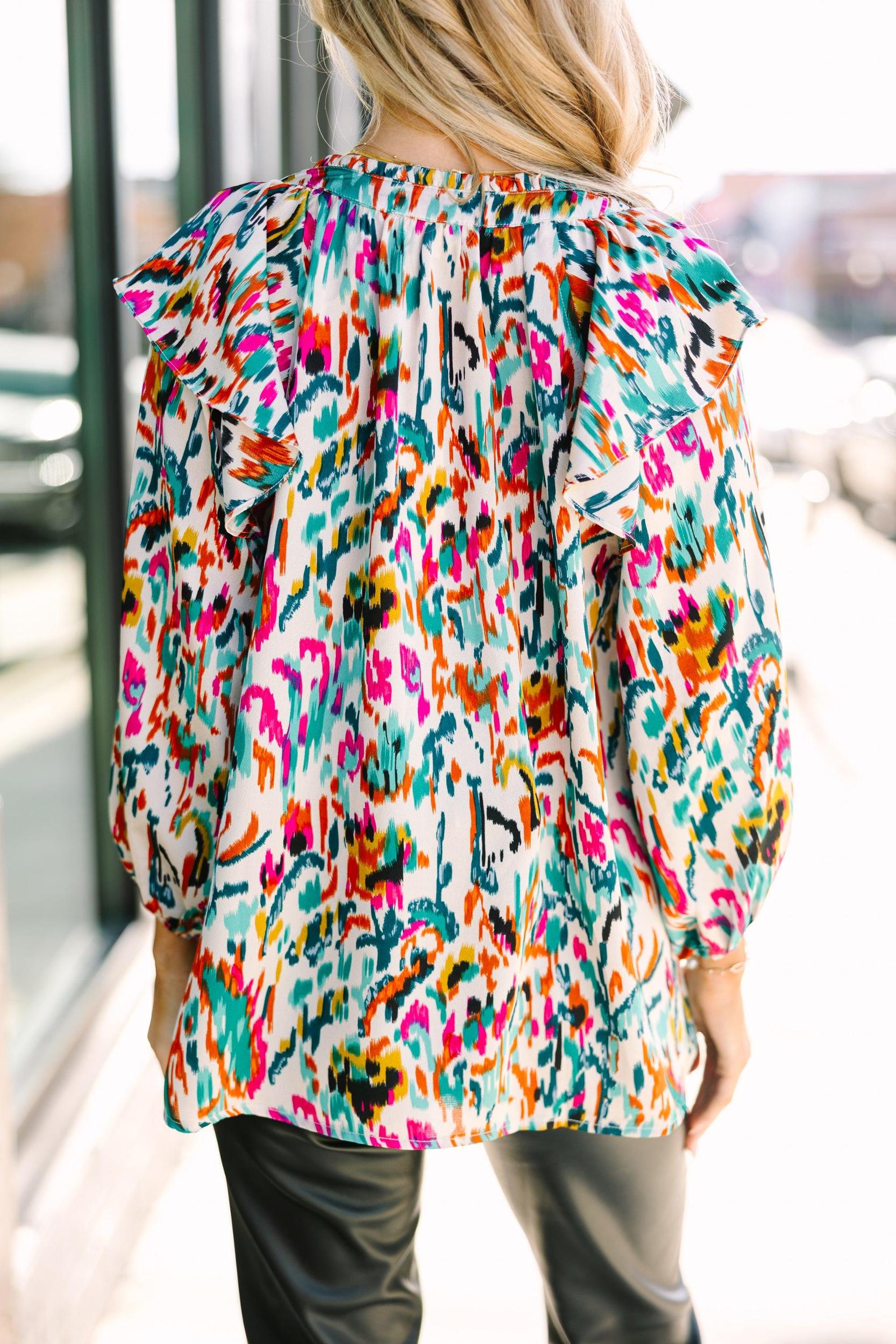 More Than You know Ivory Abstract Blouse Female Product Image