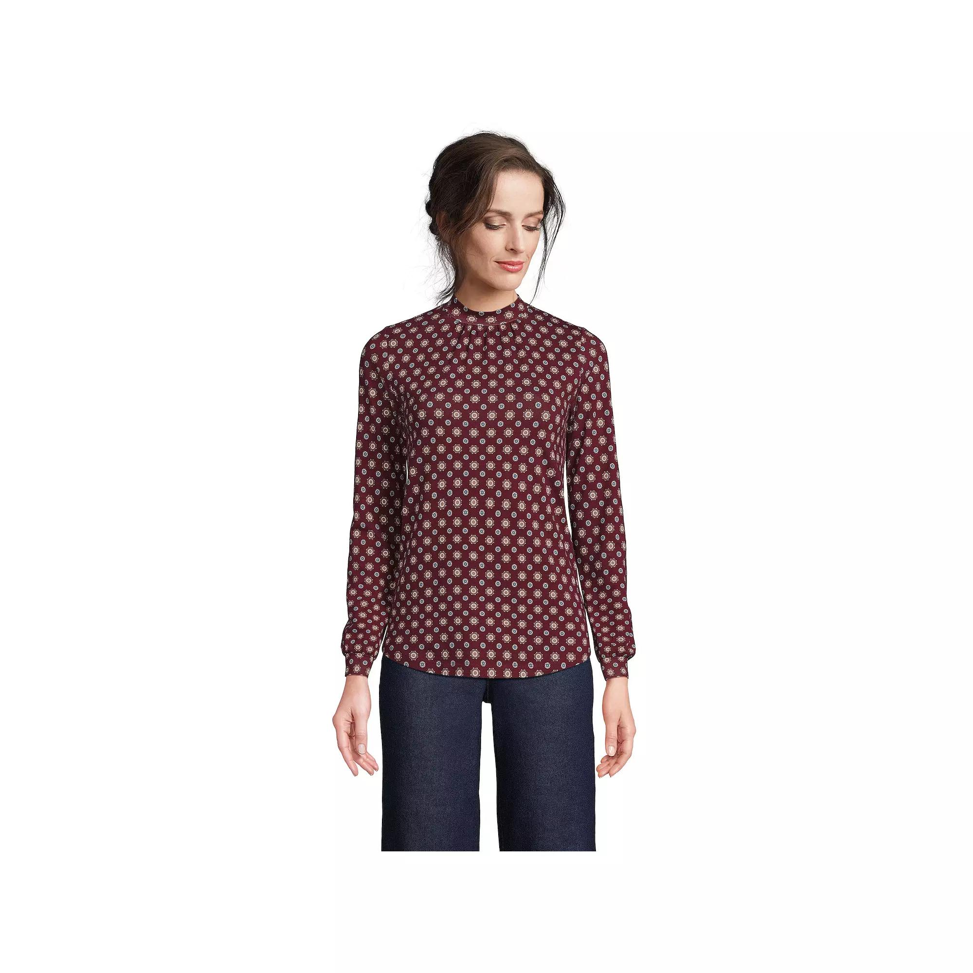 Women's Lands' End Gathered Mockneck Top,  Product Image