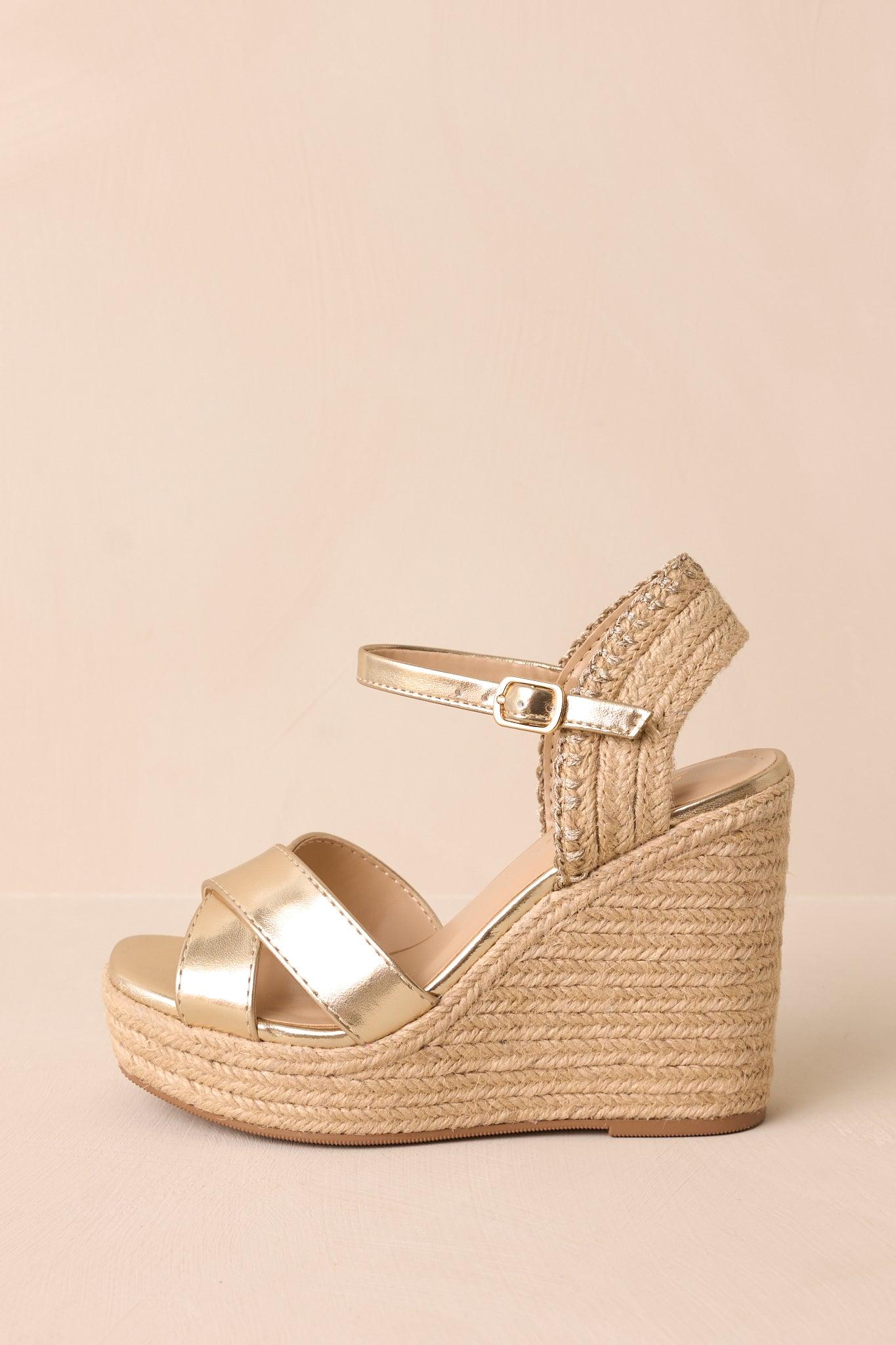 Lovely Steps Gold Platform Wedges Product Image