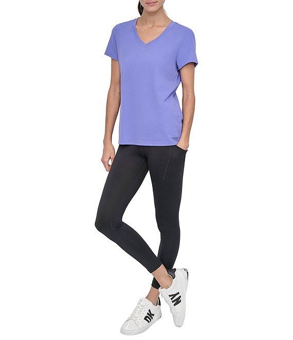 DKNY Sport by Donna Karen Solid V-Neck Short Sleeve Tee Product Image