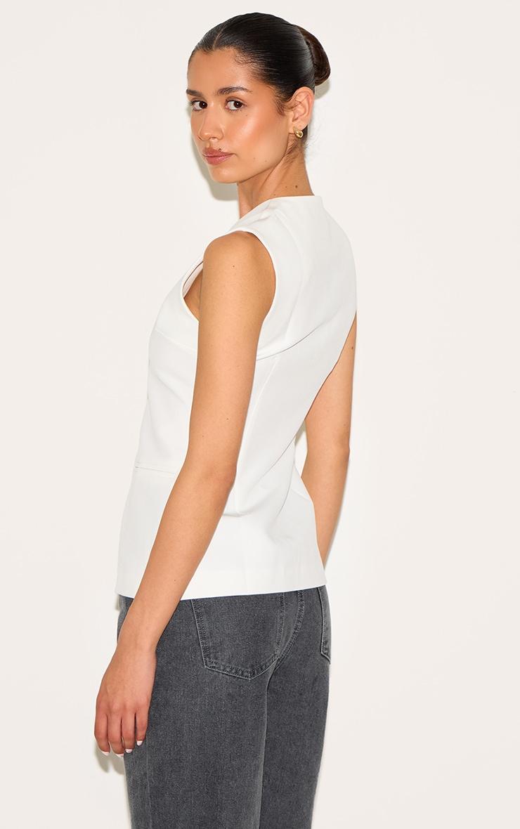 Tall White Longline Sleeveless Vest Product Image