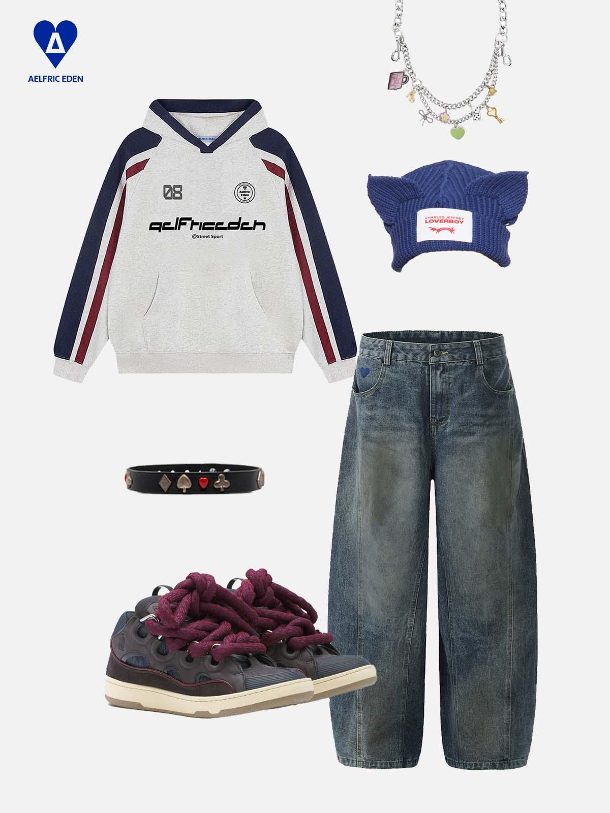 Aelfric Eden Baggy Distressed Washed Jeans Product Image