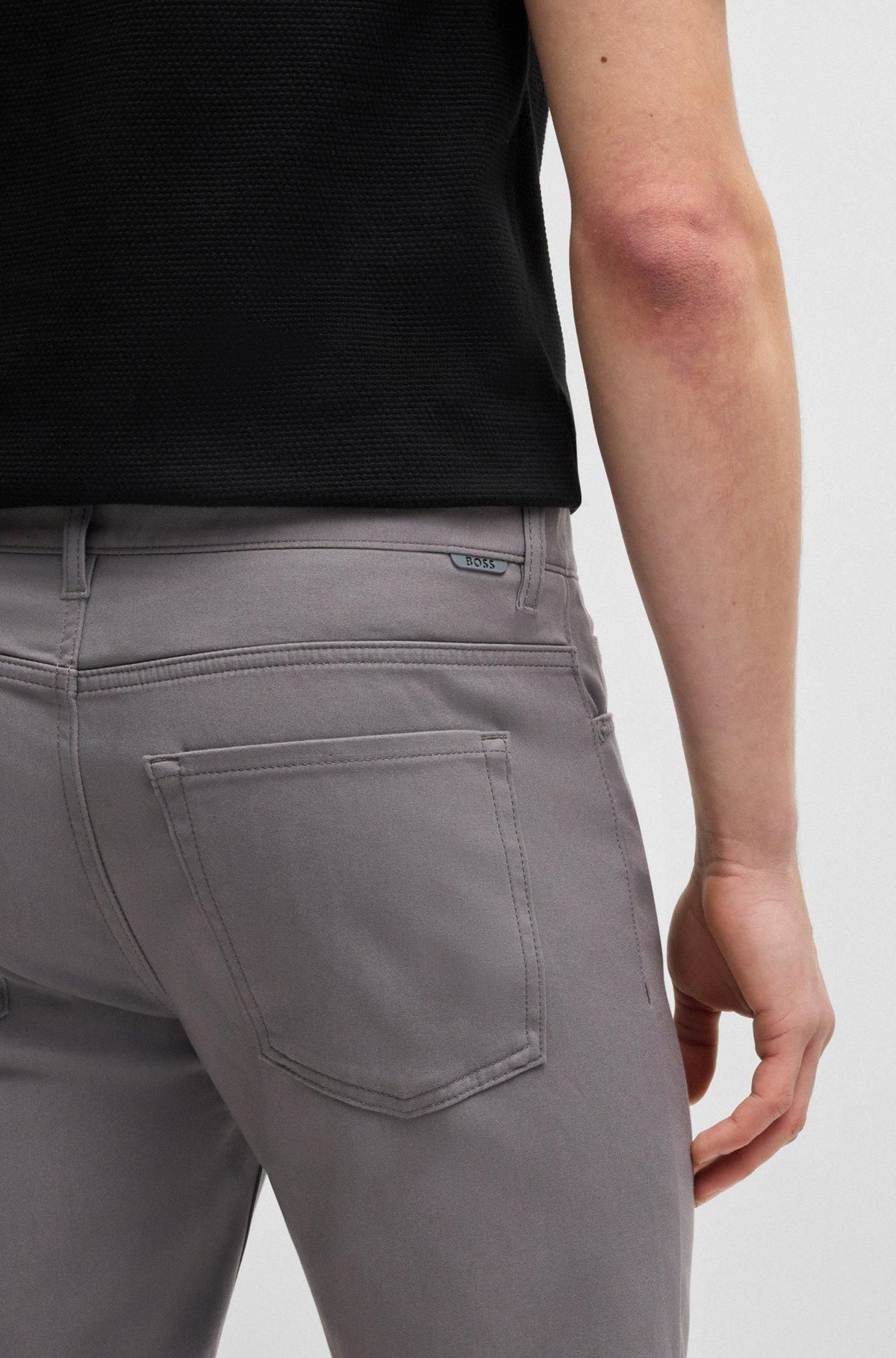 BOSS - Slim-fit trousers in stretch cotton - Dark Grey Product Image