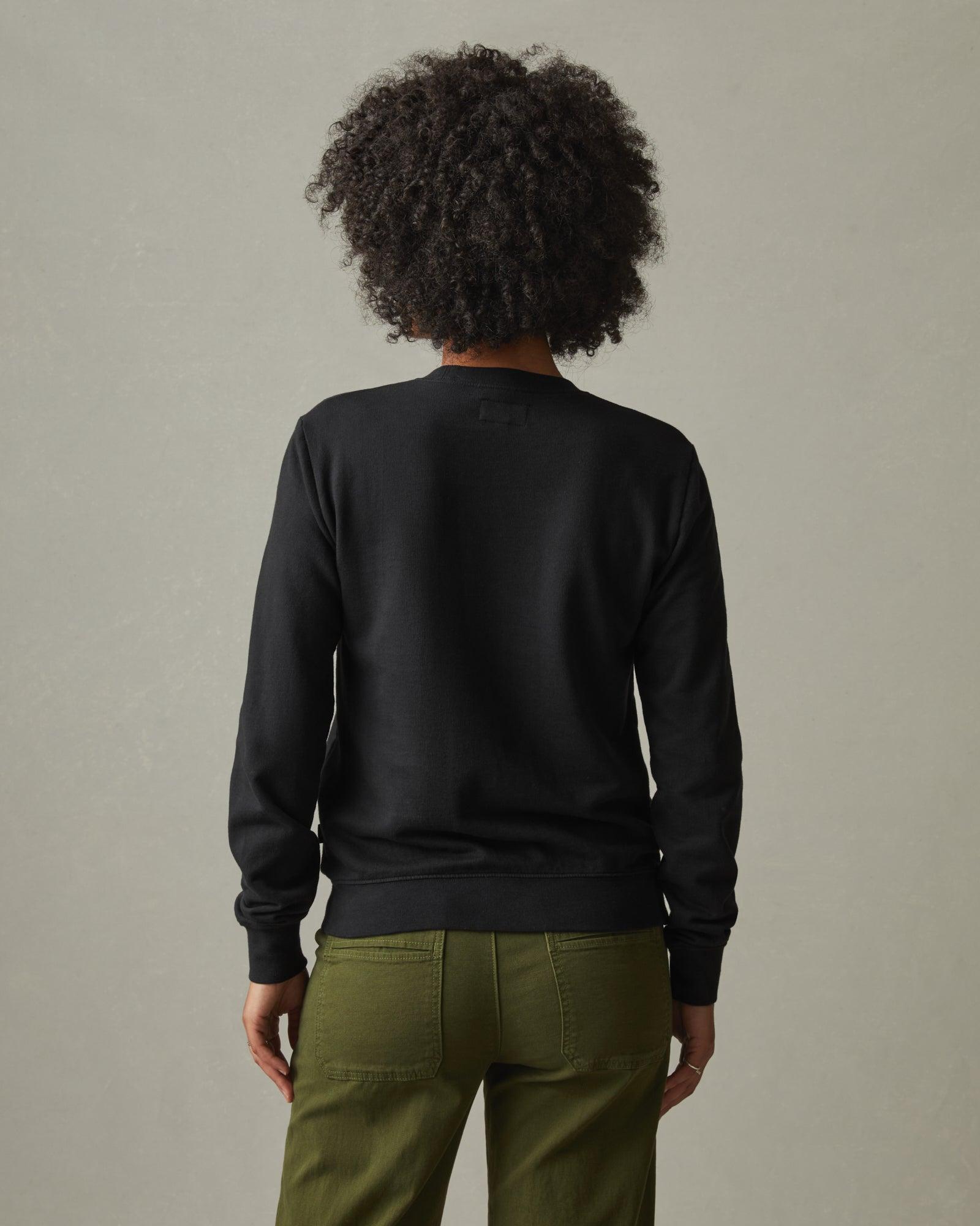 Women's French Terry Crew Sweatshirt - Black Female Product Image