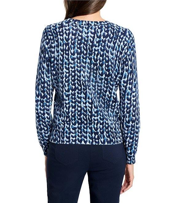NIC + ZOE Knitch Stitch Printed Round Neck Long Sleeve Sweater Product Image