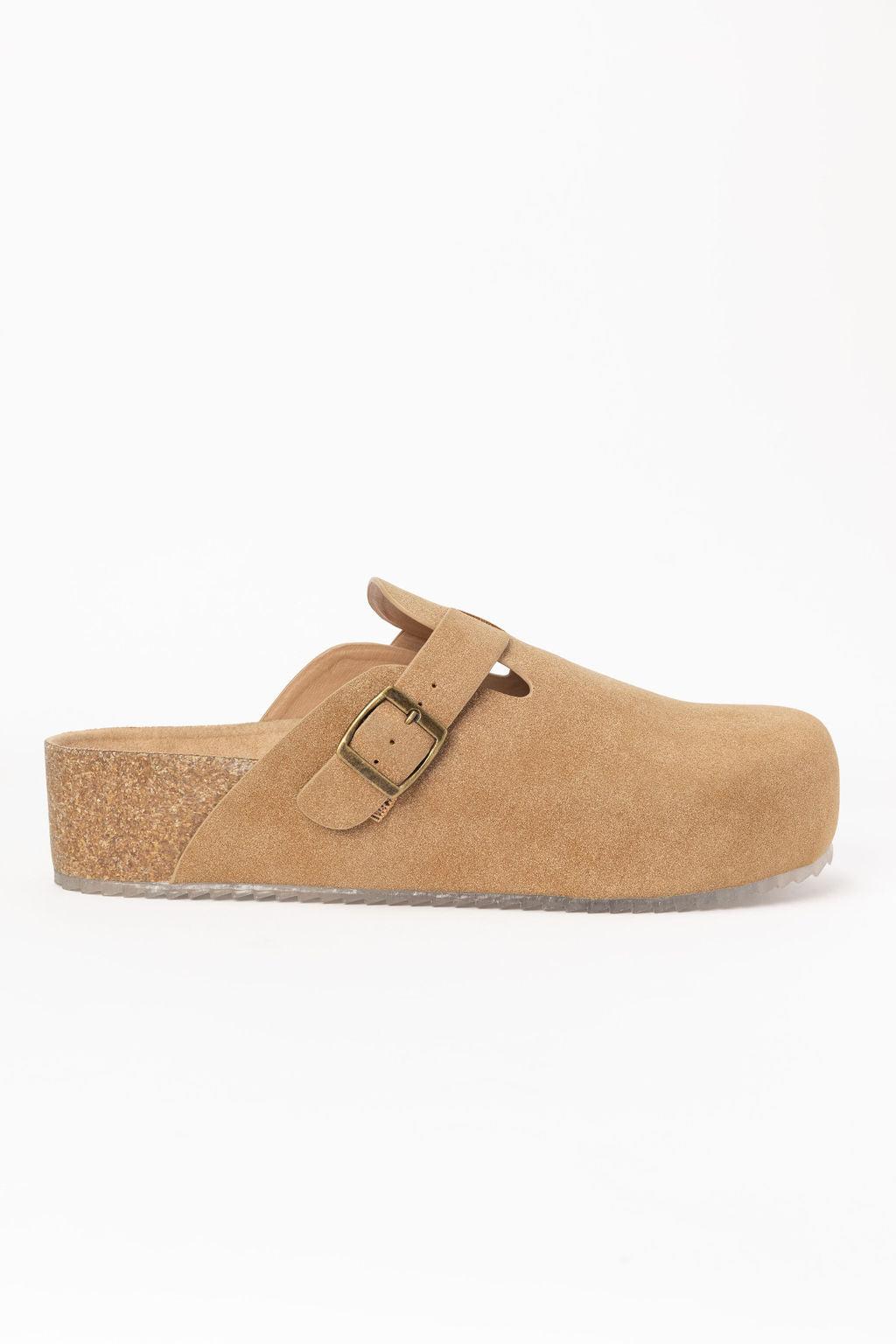 Elyse Suede Taupe Clogs FINAL SALE Product Image