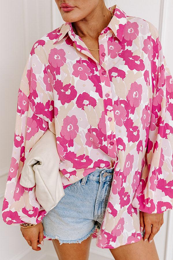 Sips and Smiles Floral Button Up in Blush Product Image