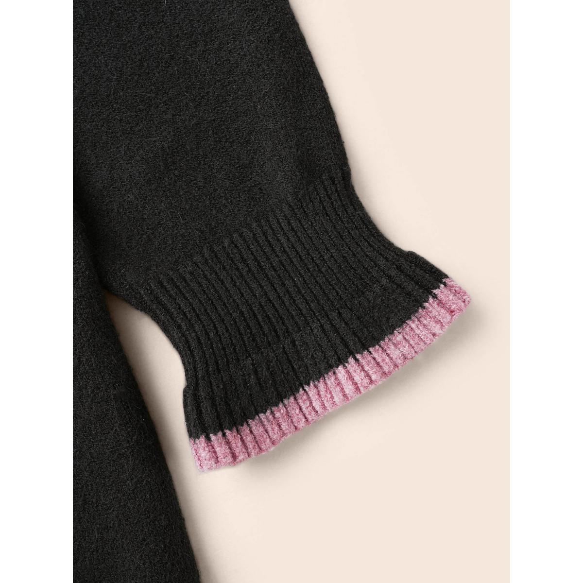 Plus Size Supersoft Essentials Sequin Embroidery Bow Detail Pullover Black Women Casual Loose Long Sleeve Round Neck Everyday Pullovers BloomChic 14-16/1X Product Image