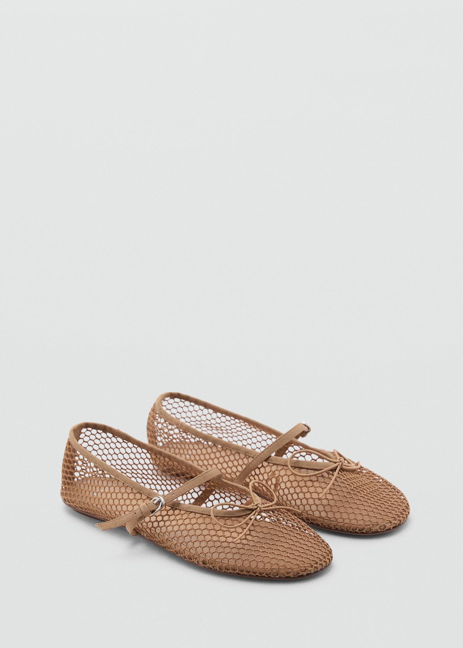 Mesh ballet flats with buckle strap - Women | MANGO USA Product Image