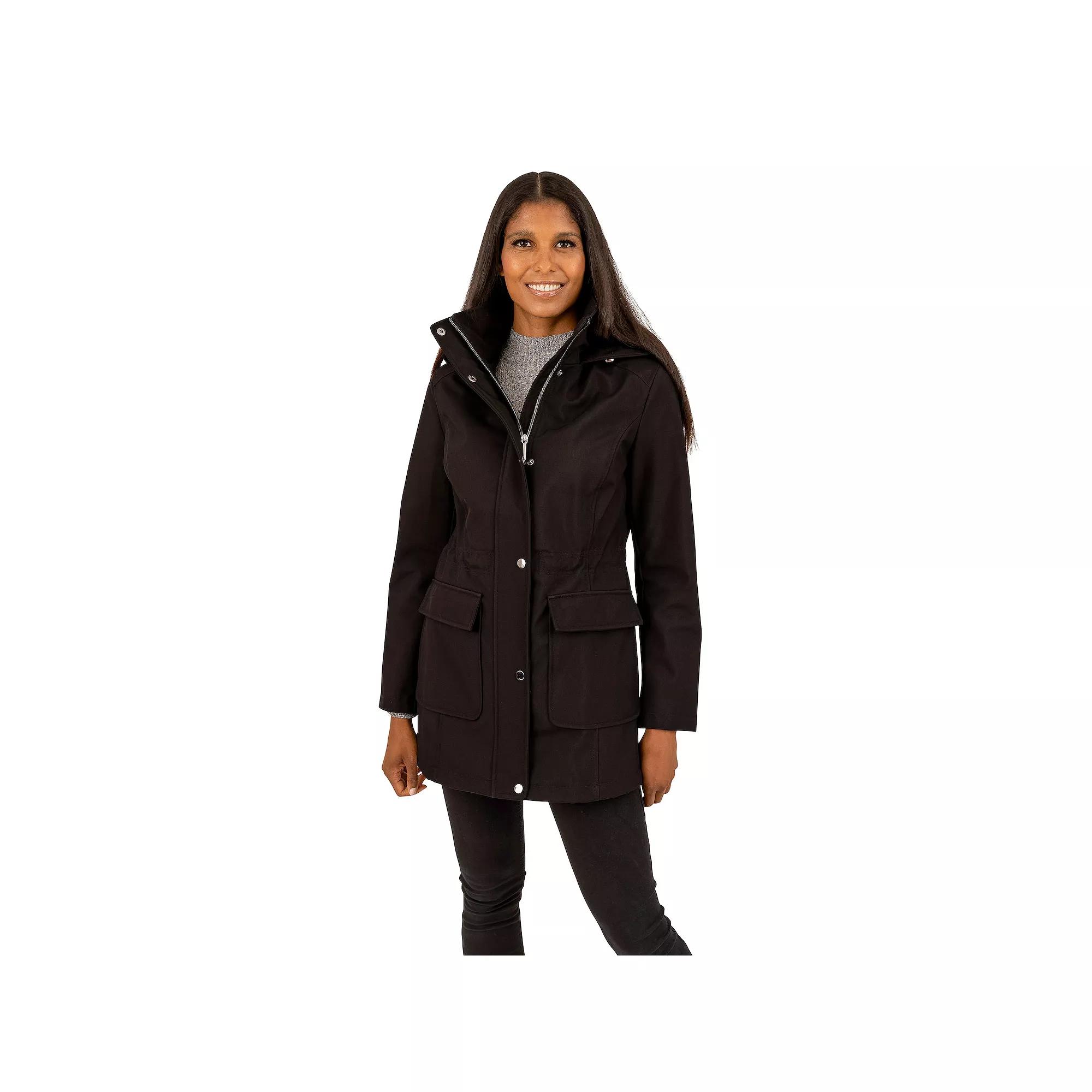 Women's Fleet Street Faux-Fur Hooded A-Line Soft Shell Anorak Parka Jacket,  Product Image