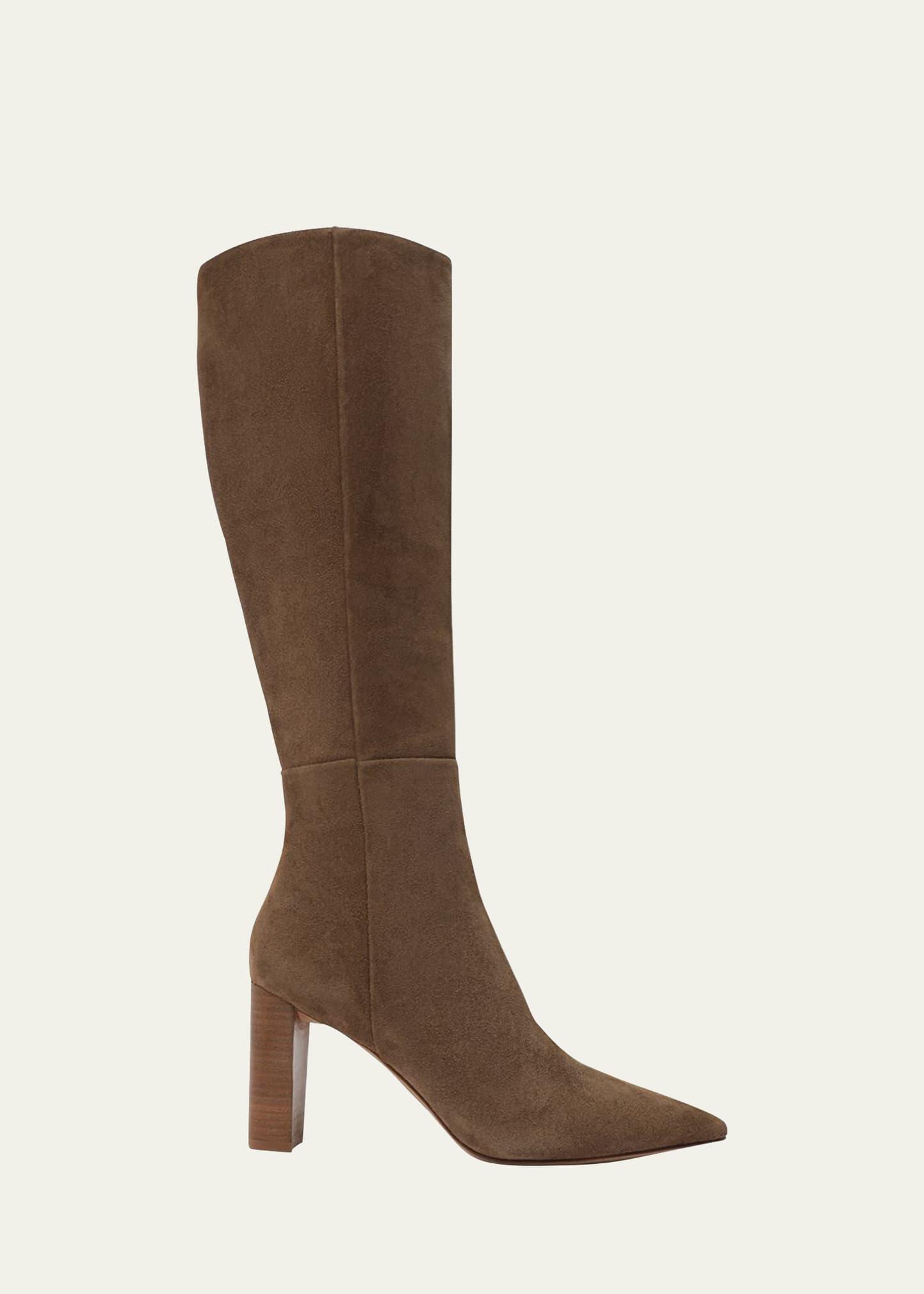 Elisa Suede Block-Heel Knee Boots Product Image