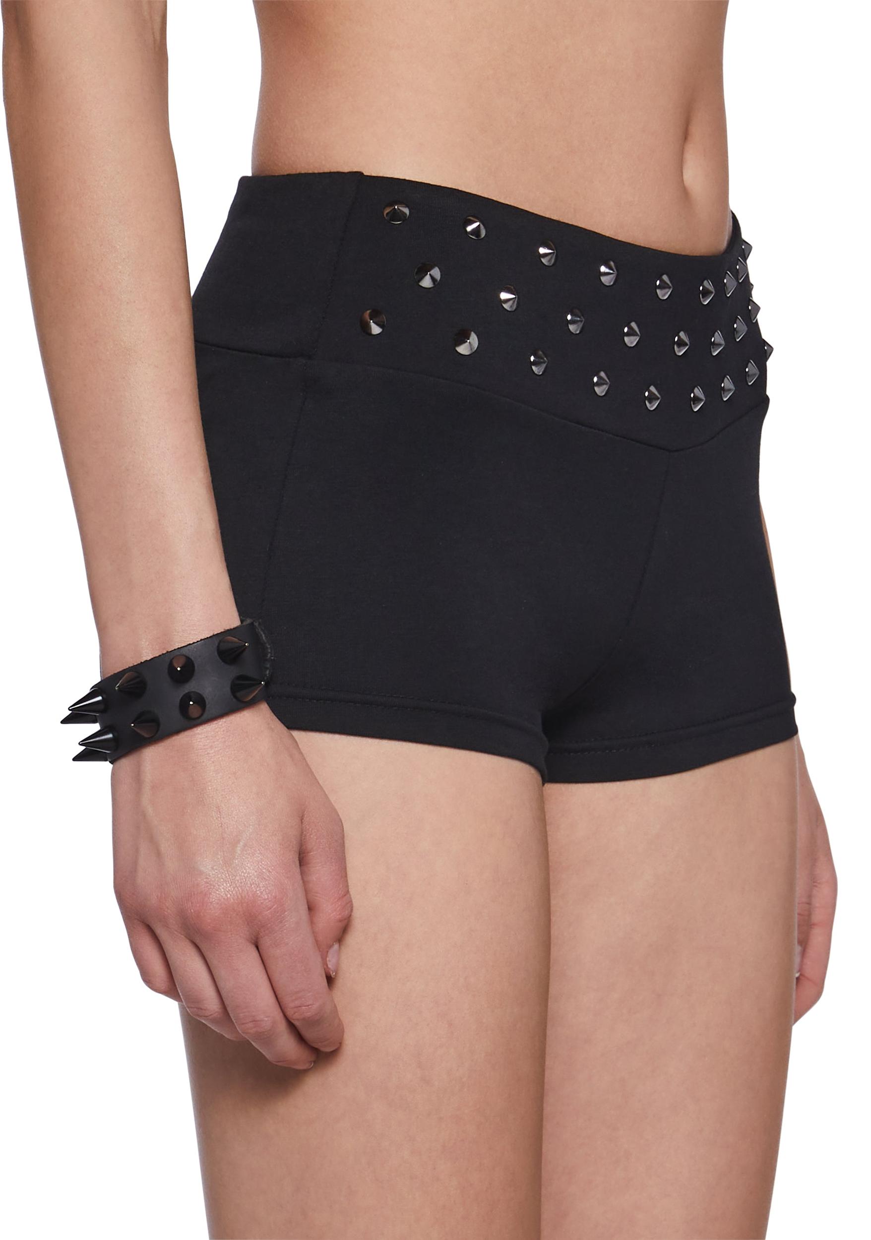 Womens Studded Booty Shorts Widow - Black Product Image