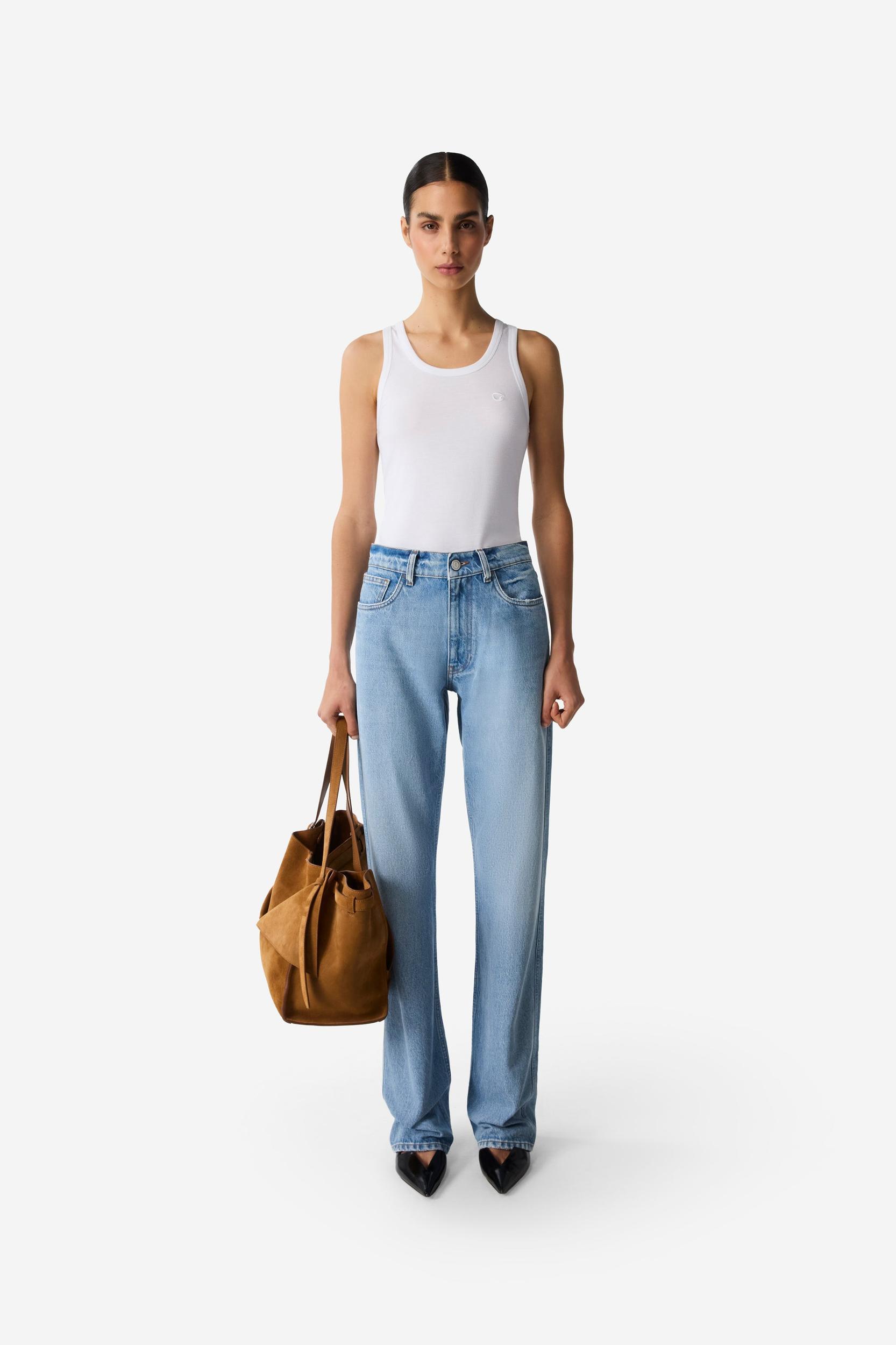 Straight Leg Denim Pants Product Image