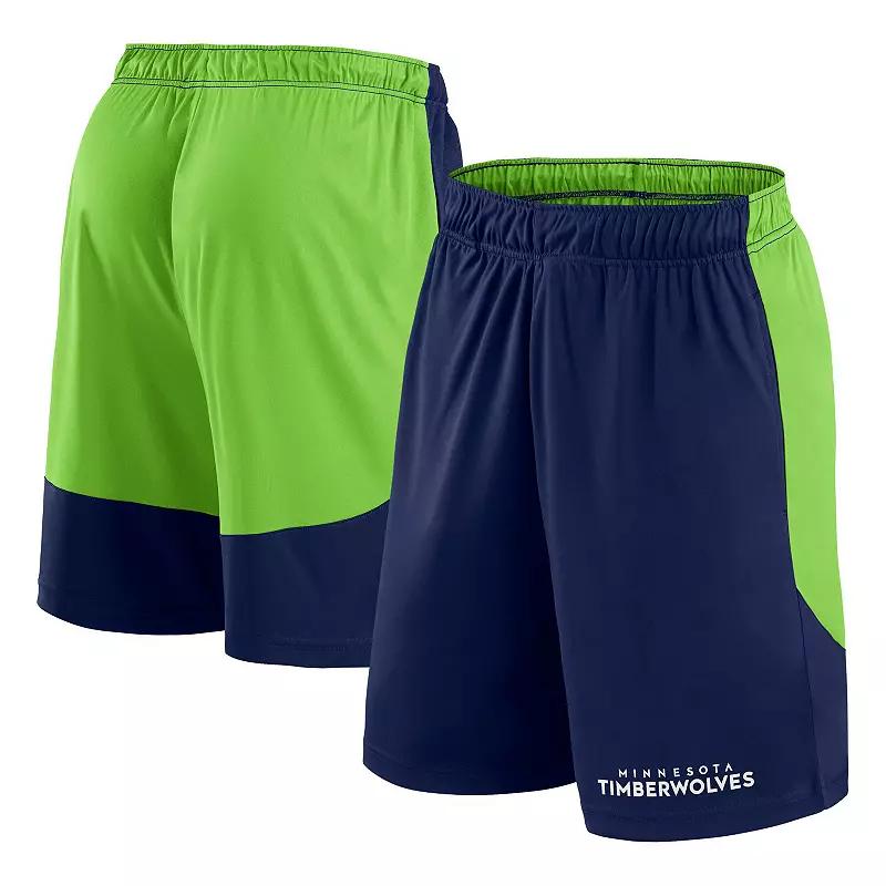 Men's Navy/Green Minnesota Timberwolves Launch Performance Shorts, Size: 3XL, Blue Product Image