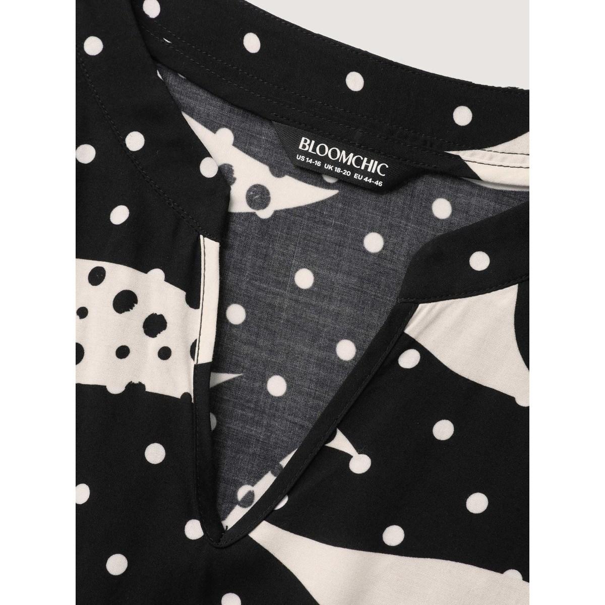 Plus Size Geometric Print Pleated Midi Dress BlackFlower Women Flat collar Sleeveless Curvy BloomChic 18-20/2X Product Image