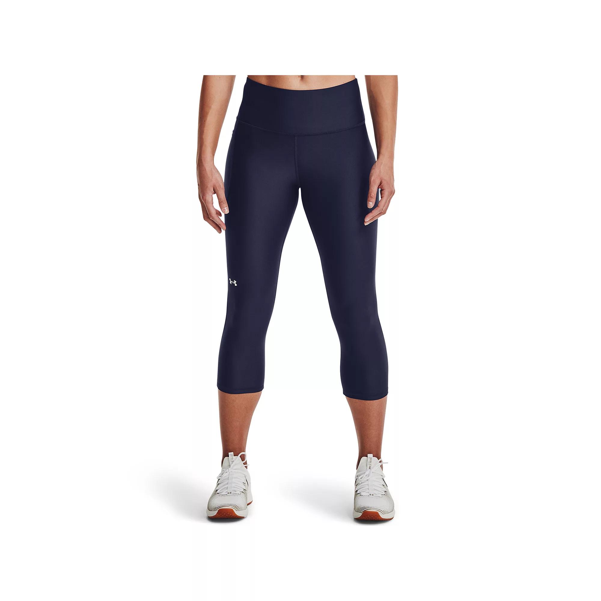 Women's Under Armour Tech High-Waisted Capri Leggings, Size: Small, Black Navy Product Image