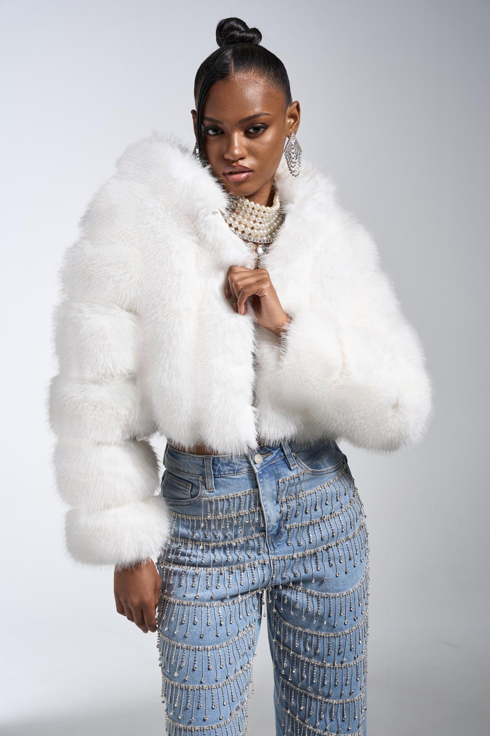 JOLENE FAUX FUR COAT IN WHITE Product Image