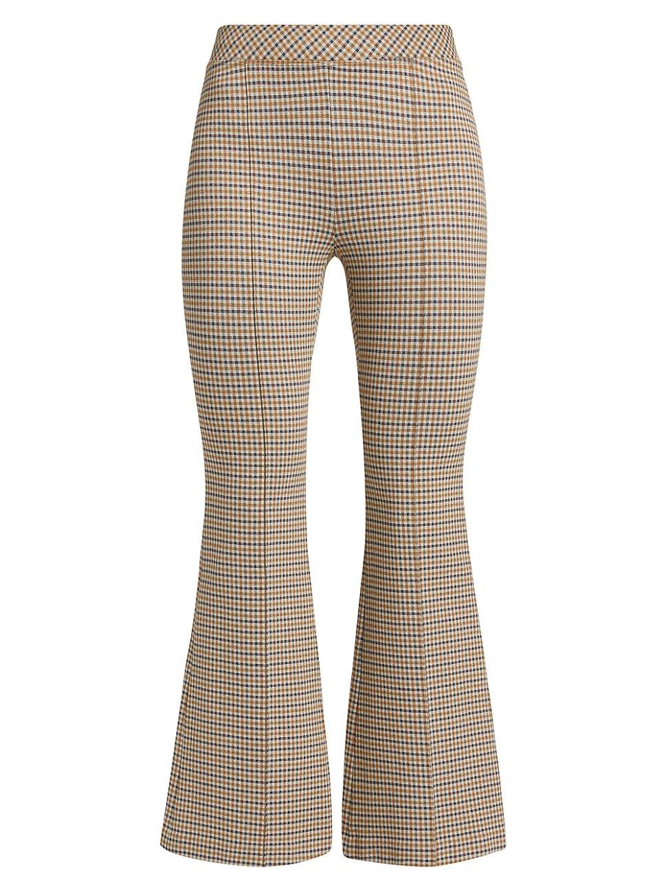 Womens Check Pull-On Cropped Flare Pants Product Image