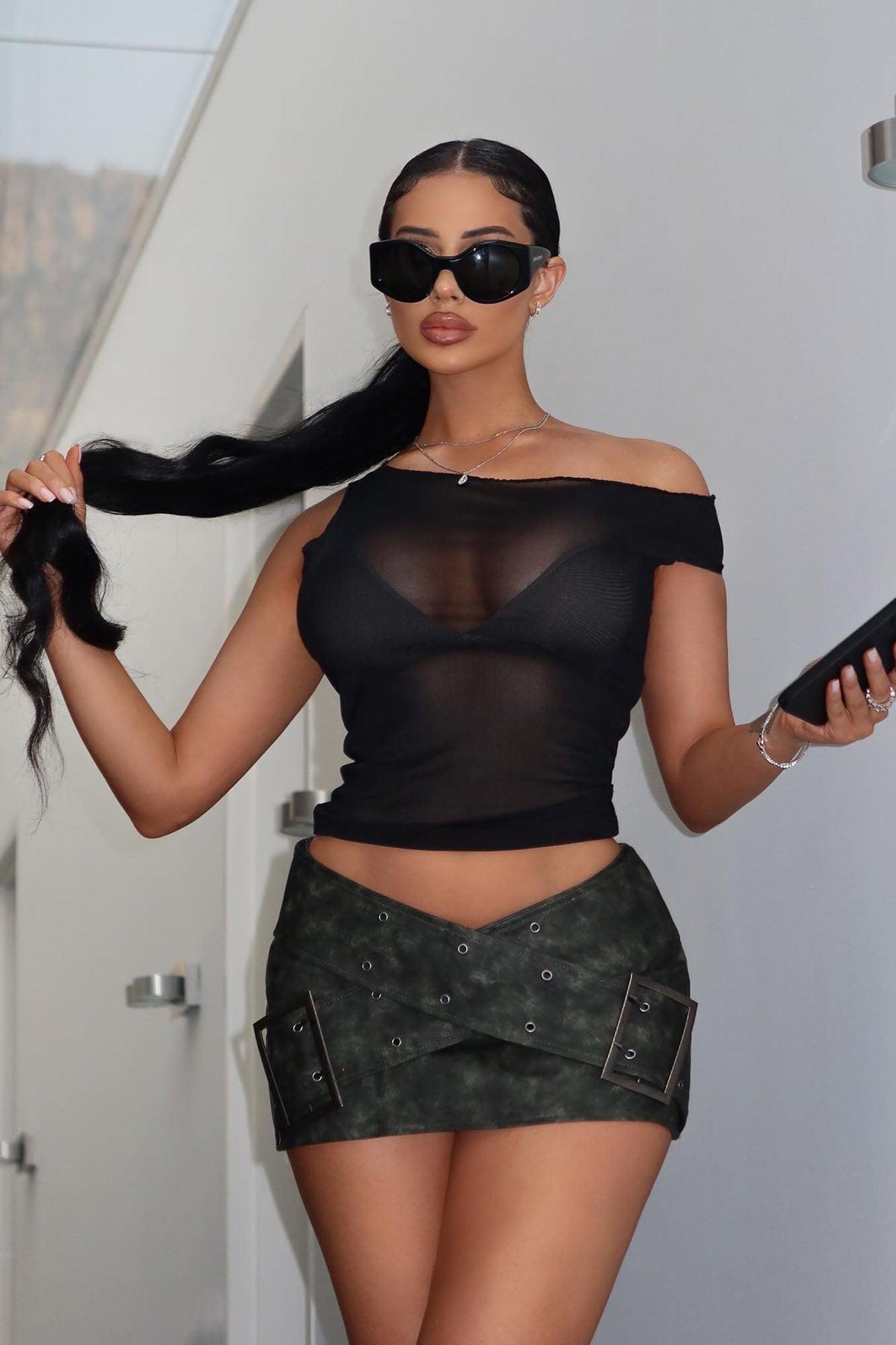 Cross My Heart Micro Mini Skirt - Black Wash Product Image