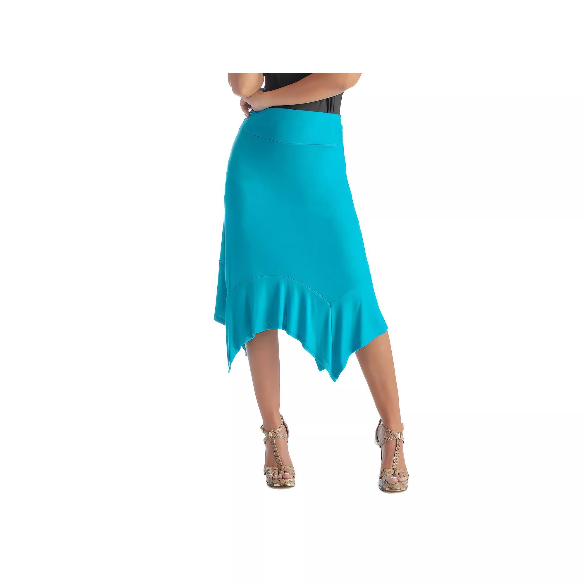 Women's 24Seven Comfort Apparel Elastic Waist Handkerchief Midi Skirt, Size: Large, Green Product Image