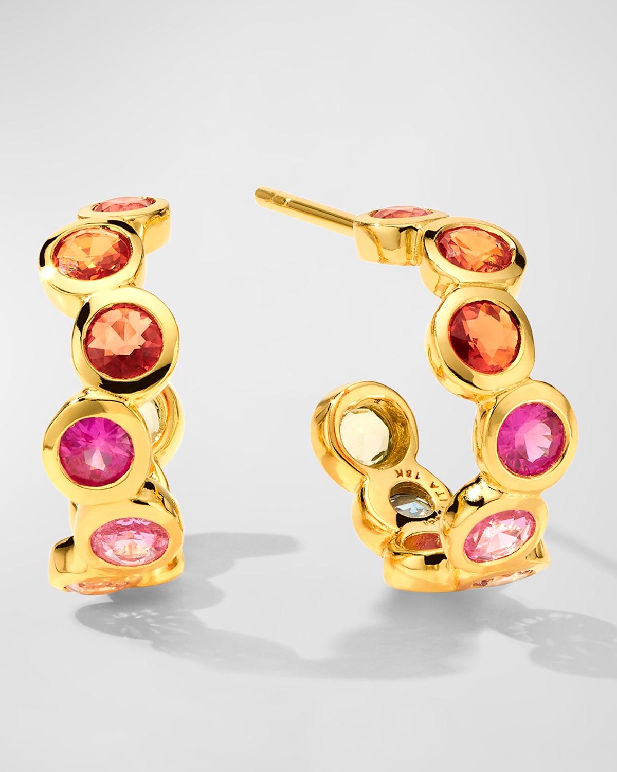 Womens Stardust Starlet 18K Yellow Gold & Rainbow Sapphire Huggie Hoop Earrings Product Image