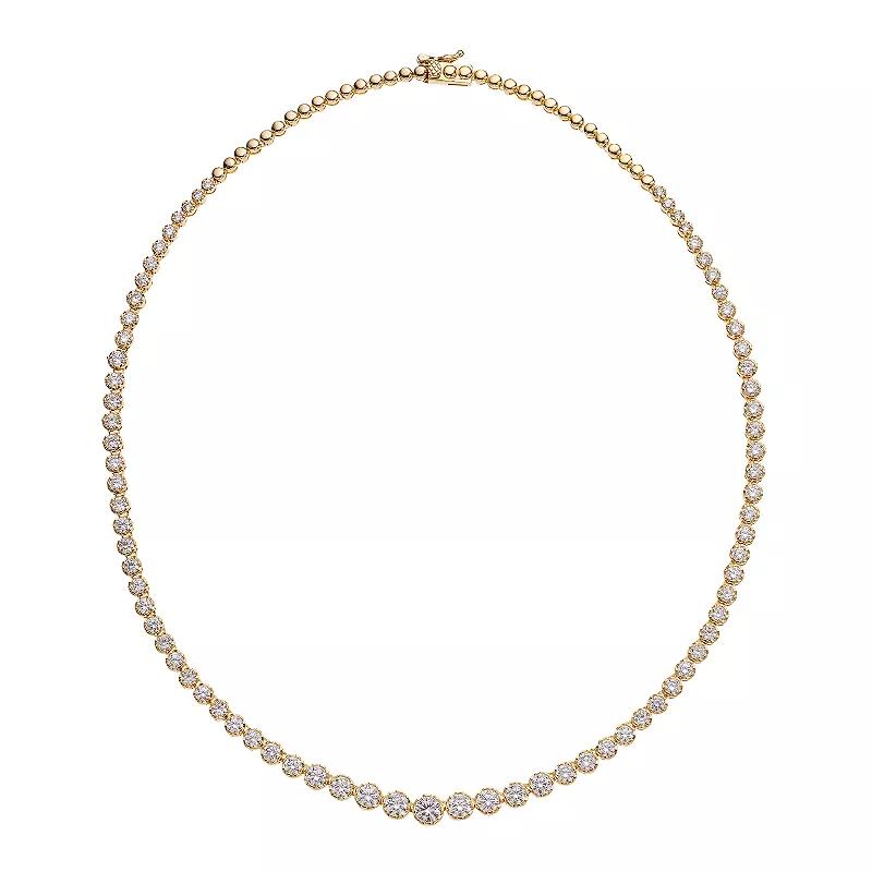 Cubic Zirconia Sterling Silver Graduated Size Tennis Chain Anniversary Necklace, Womens Gold Tone Product Image