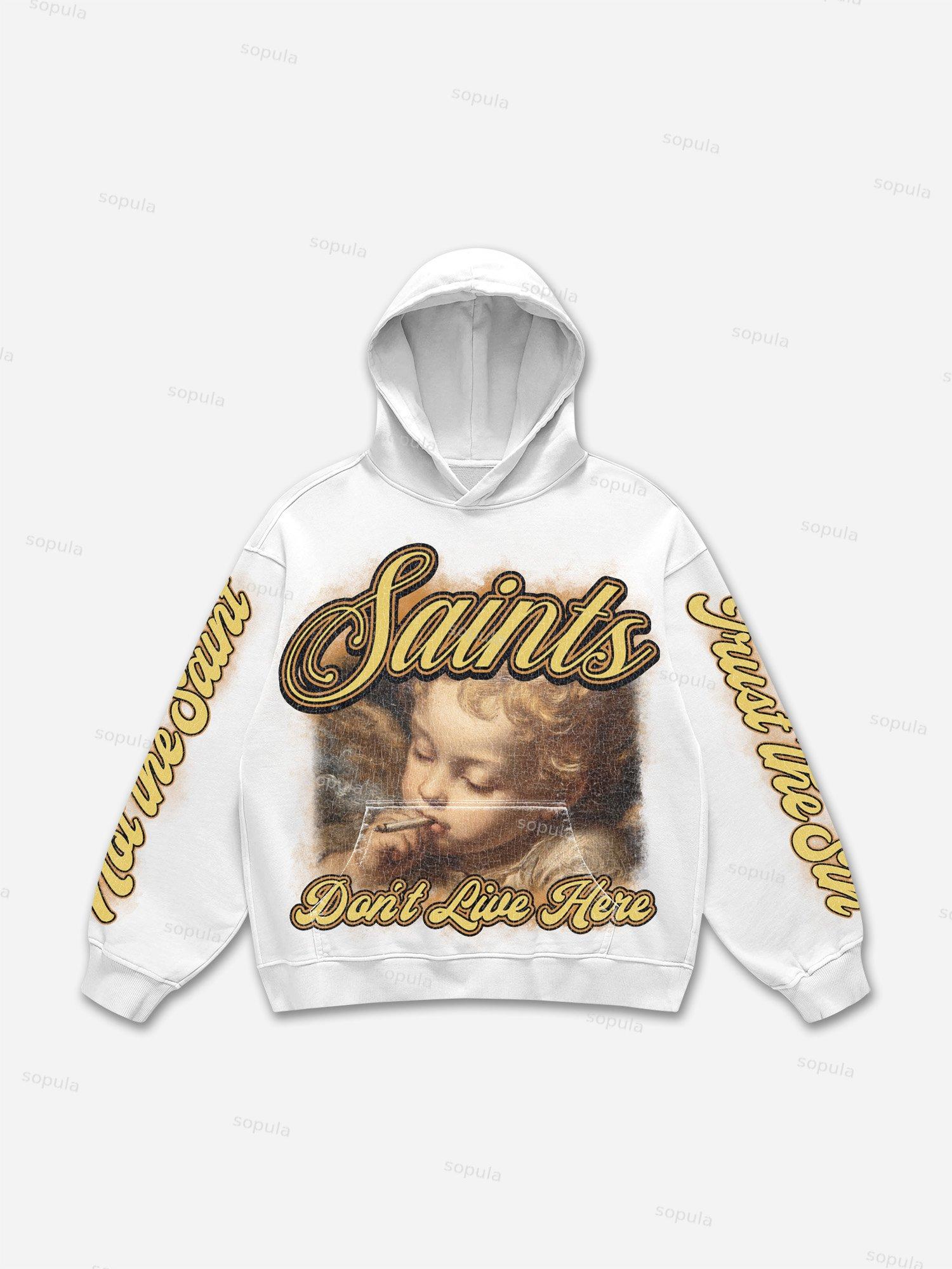 Sin City Trust The Sin, Not The Saint Vintage Angel Aged Graphic Hoodie Product Image