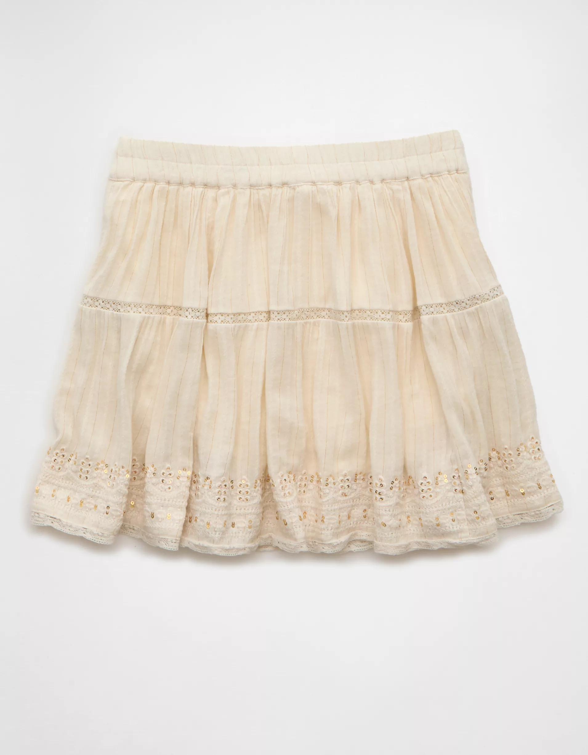 AE High-Waisted Lace Mini Skirt Product Image