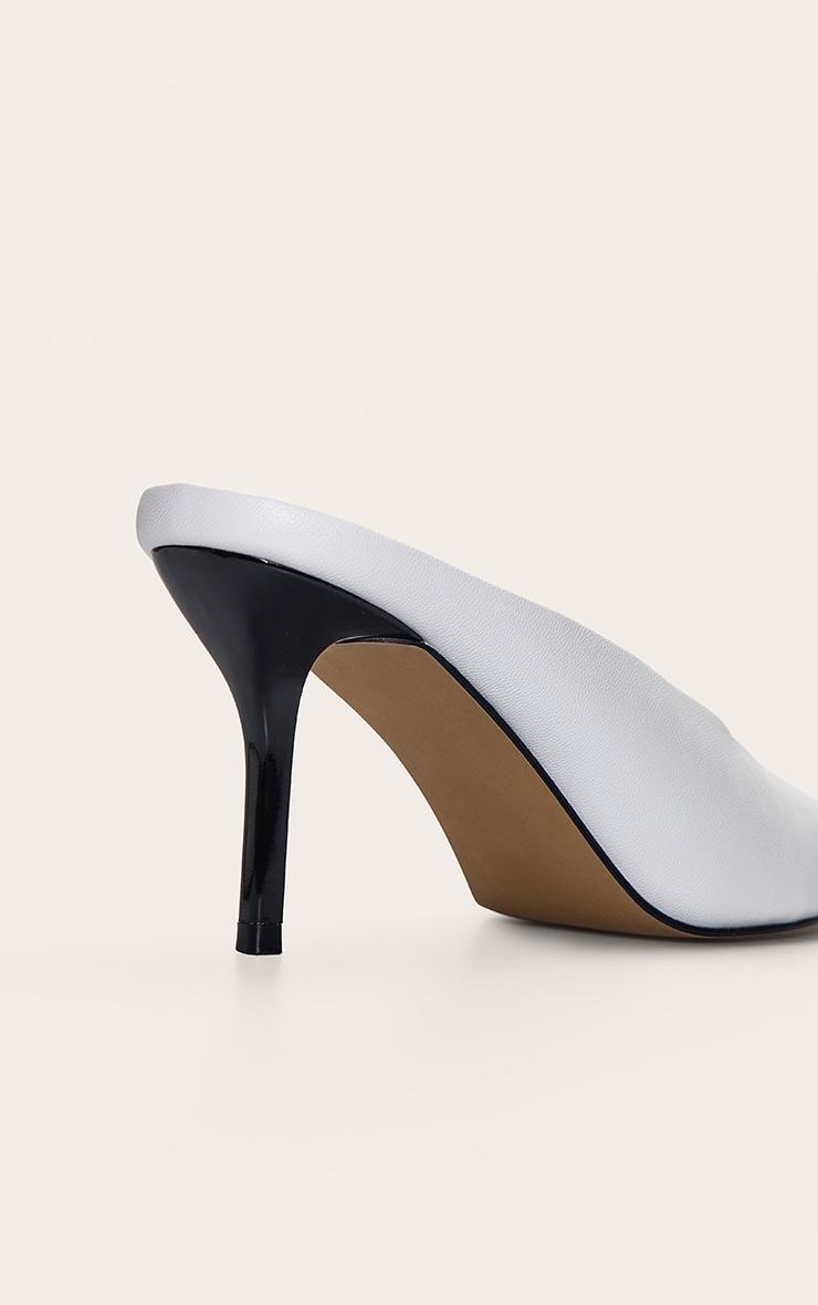 White Peep Toe Heeled Mules Product Image