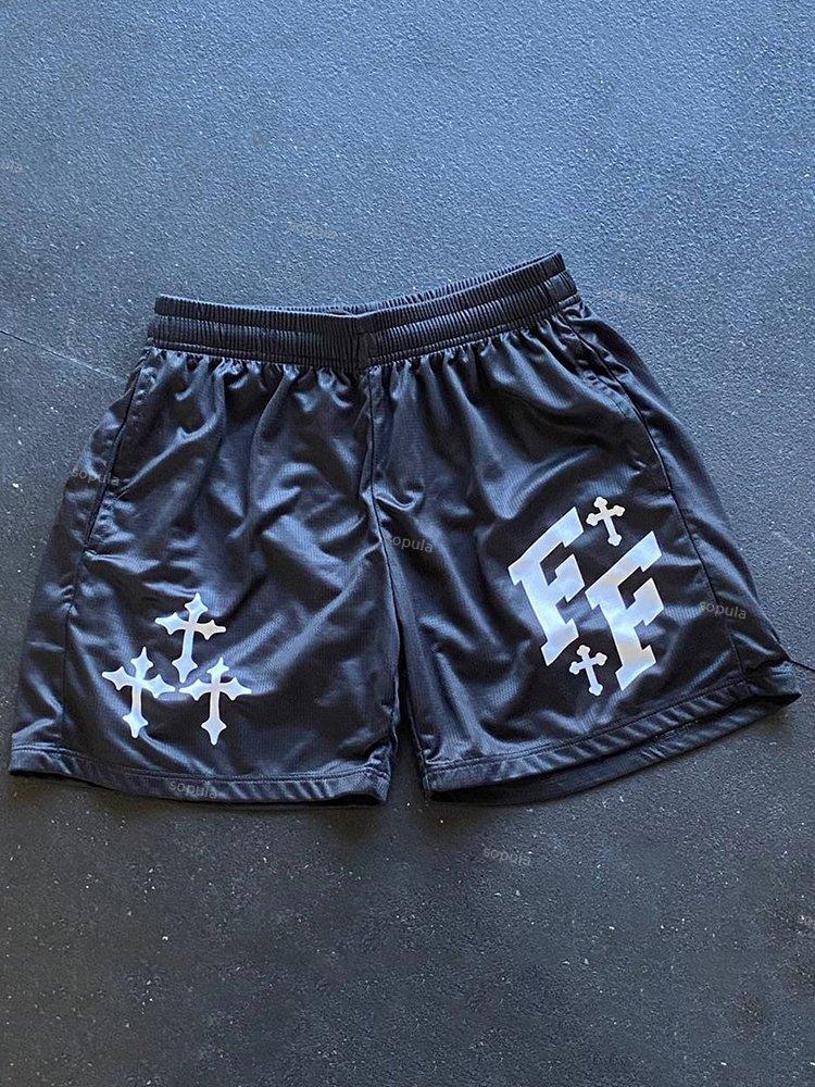 Sopula Faith & Future Cross Print Mesh Shorts Product Image