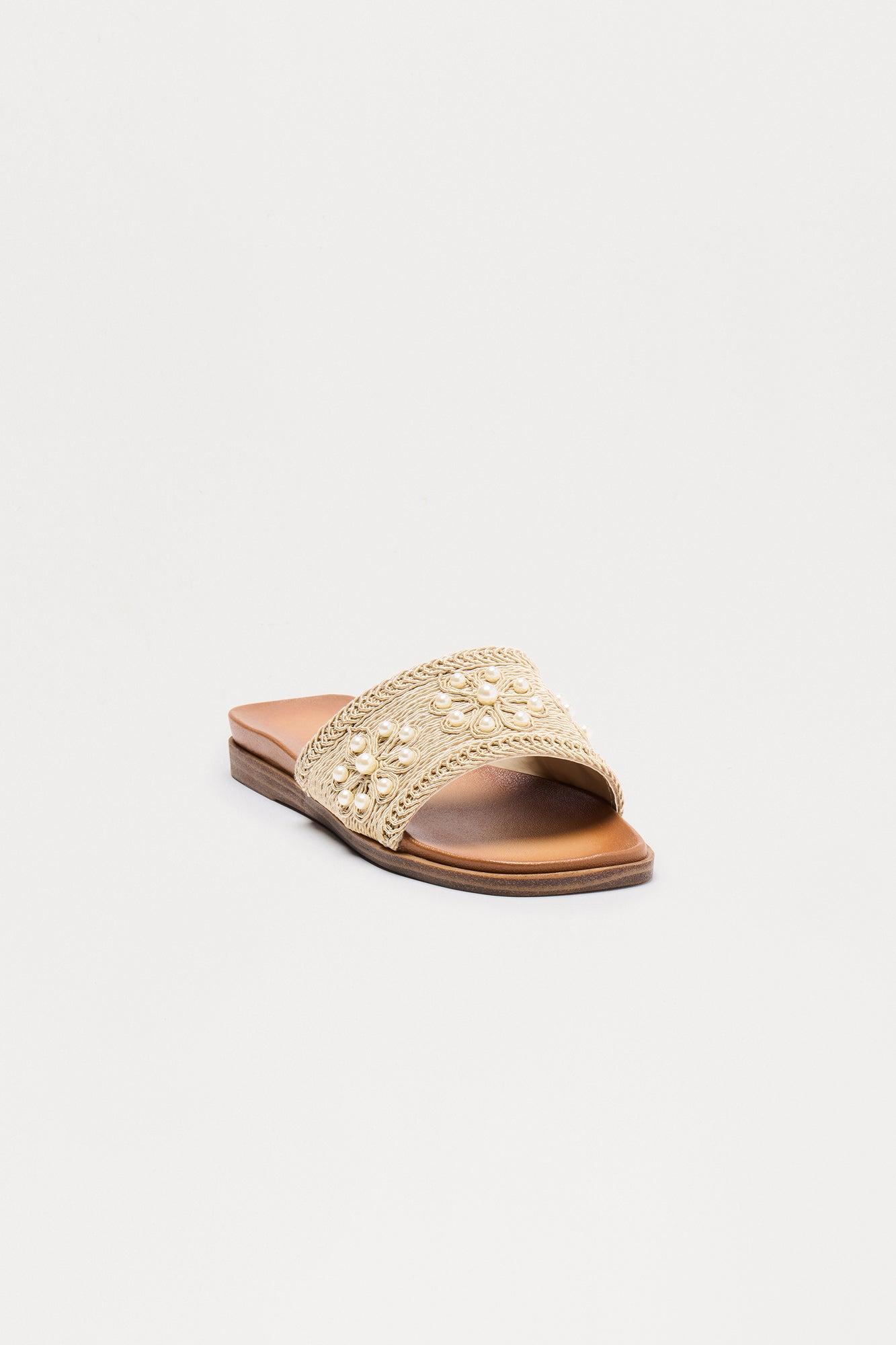 Tenley Pearl Slip On Sandals - Taupe Product Image