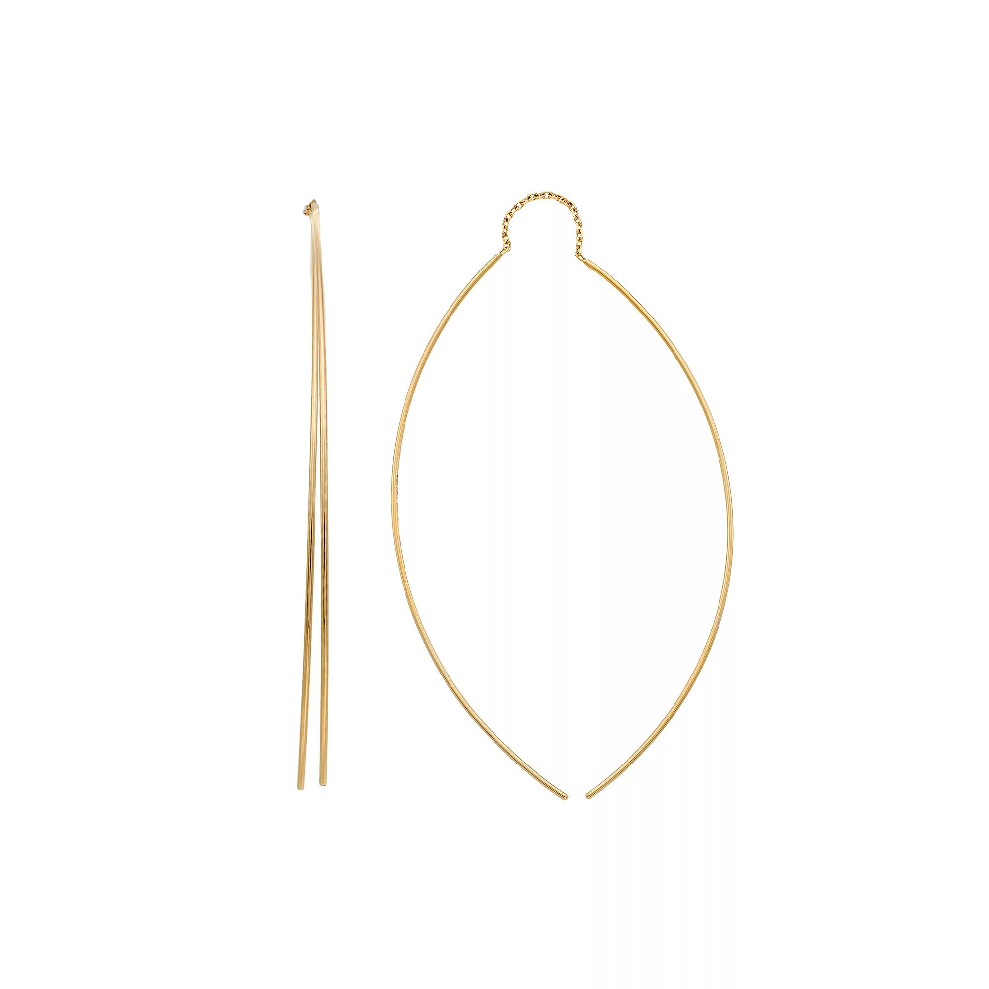 14k Gold Curved Threader Earrings, Women's Product Image
