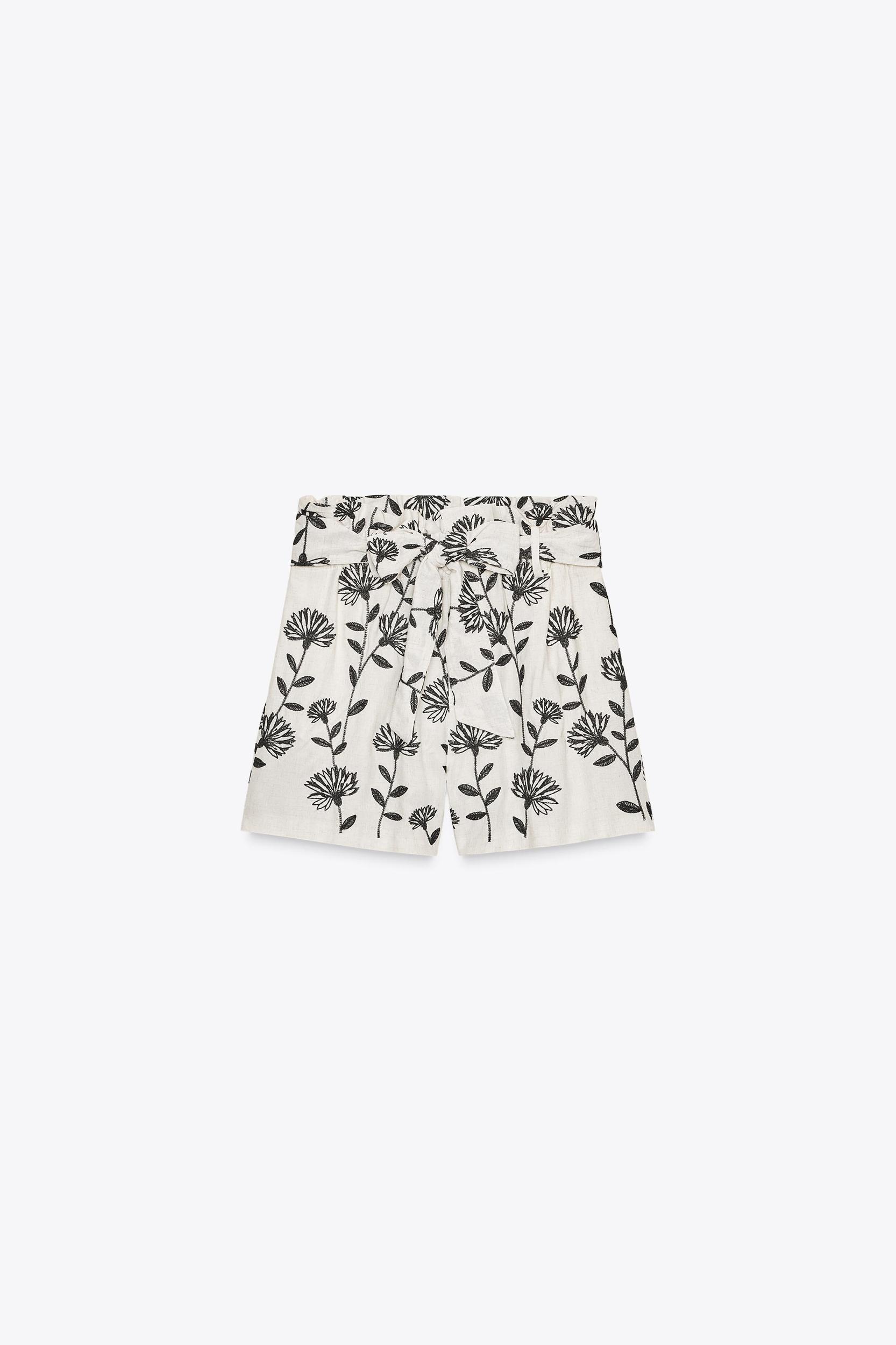 EMBROIDERED PAPER BAG BERMUDA SHORTS Product Image