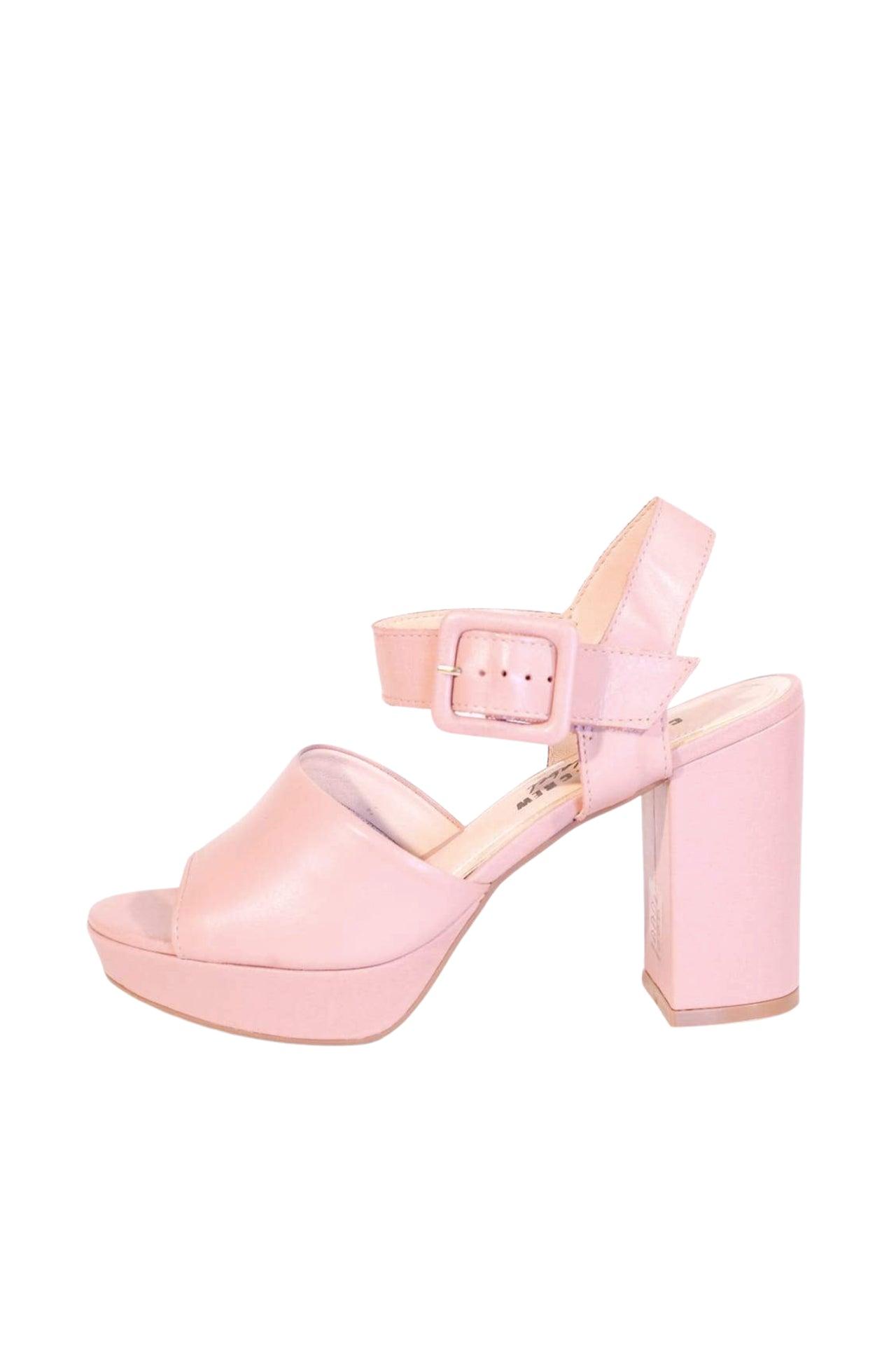 Rose Leather Platform Heels Product Image