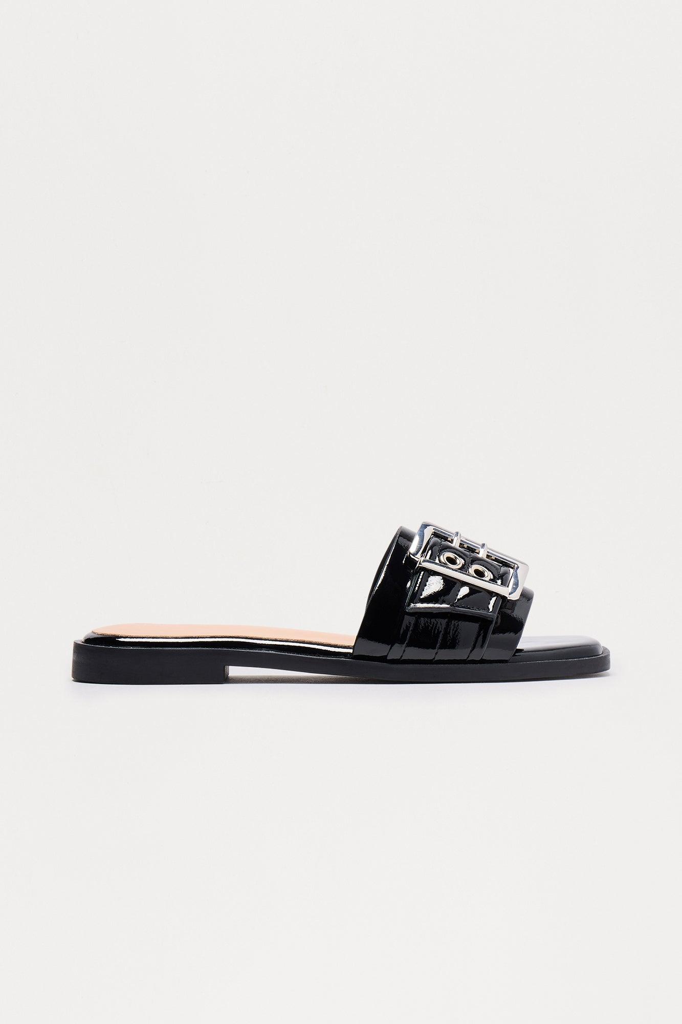 Nyx Buckle Slip On Sandals - Black Female Product Image